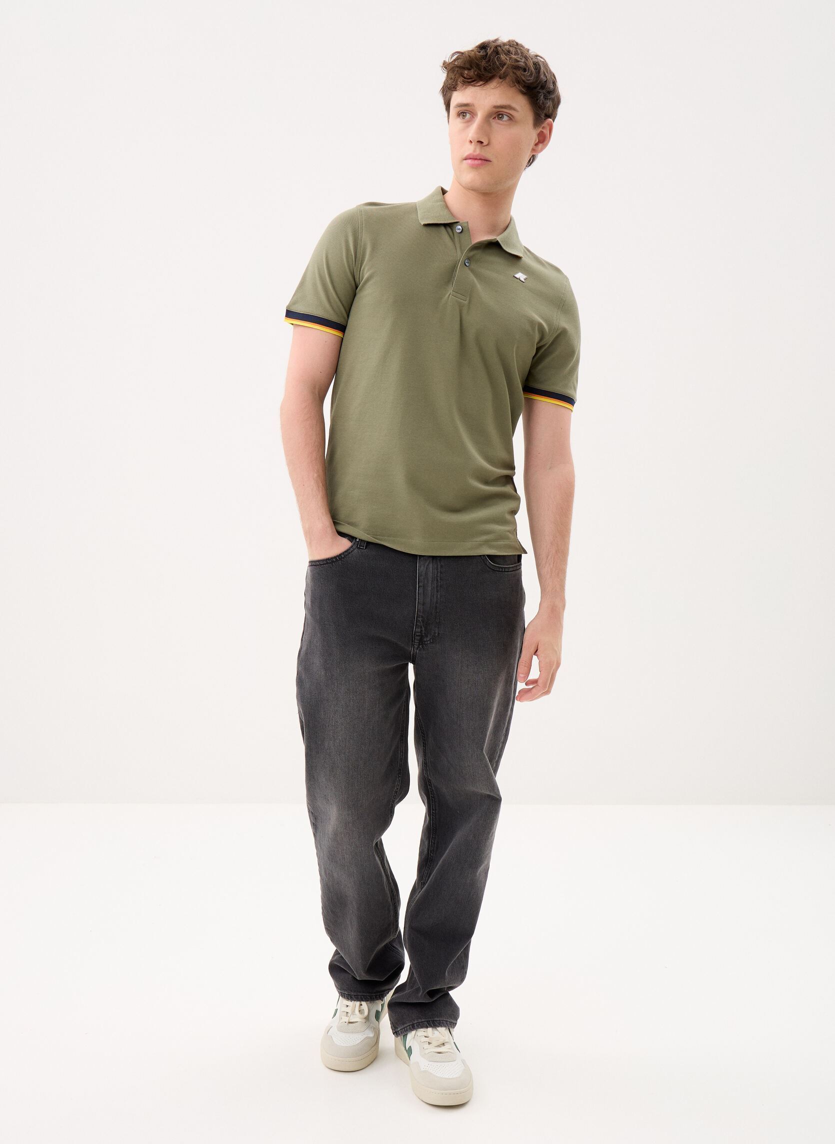 Polos manches courtes Vincent Pique homme vert K-Way Polos manches courtes Vincent Pique homme vert GREEN LICHEN
