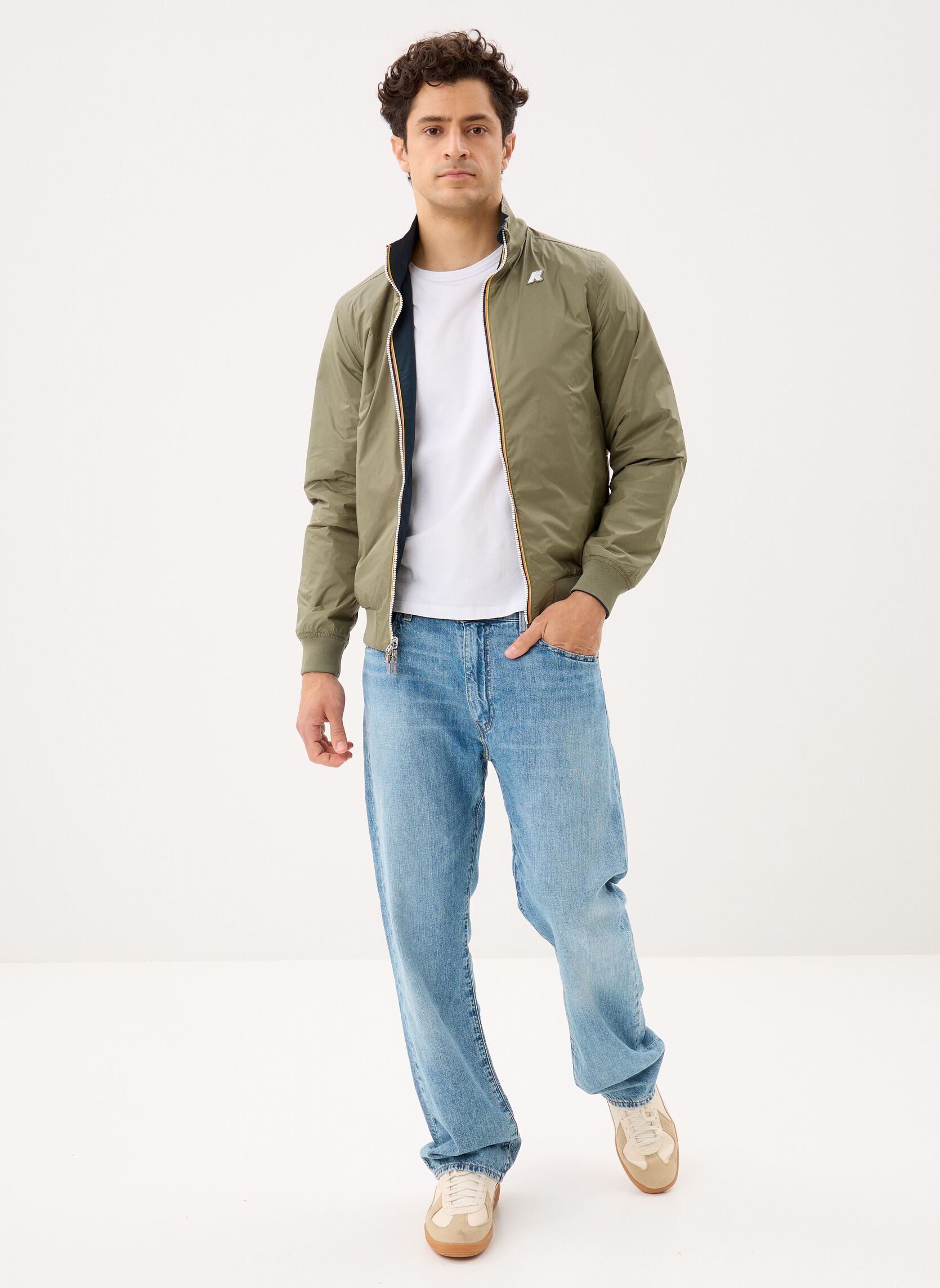 Jacken Arsene Cotton Double herren blau K-Way Jacken Arsene Cotton Double herren blau Blue Depth - Green Lichen