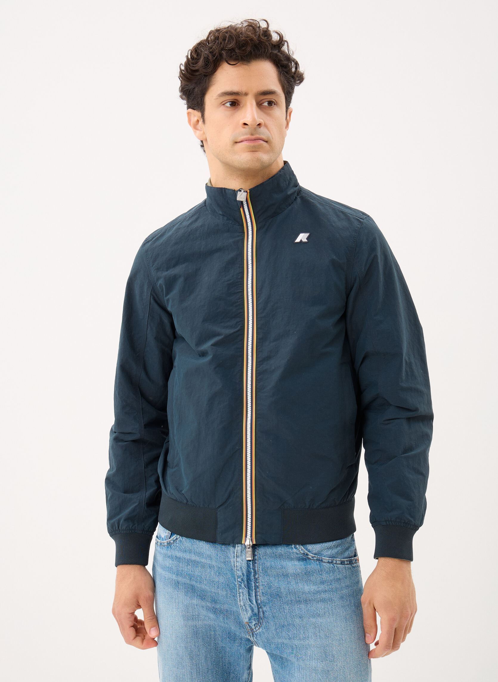 Jacken Arsene Cotton Double herren blau K-Way Jacken Arsene Cotton Double herren blau Blue Depth - Green Lichen