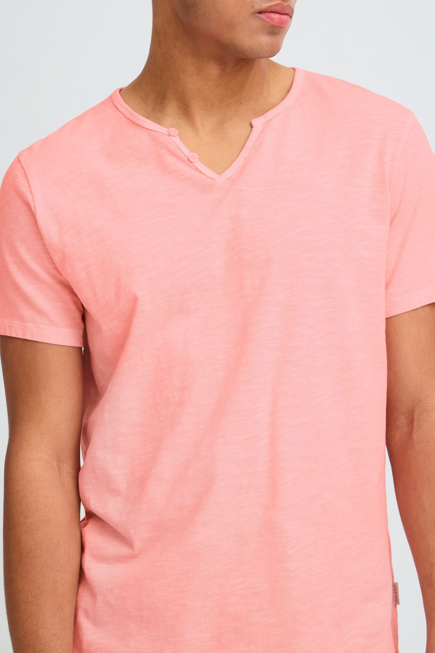 Tee-shirts Bhaston Split Neck Tee homme rose Blend Tee-shirts Bhaston Split Neck Tee homme rose peachskin