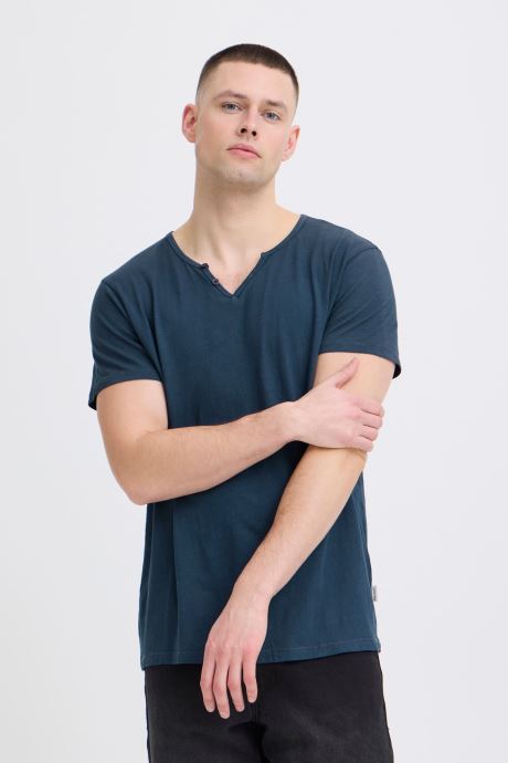 Blend Tee-shirts Bhaston Split Neck Tee homme bleu