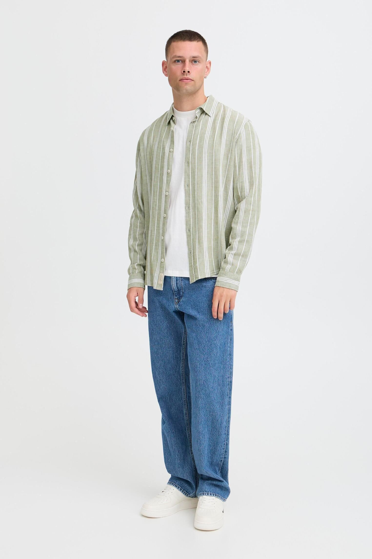 Hemden Bhbobby Linen Stripe herren grün Blend Hemden Bhbobby Linen Stripe herren grün Oil Green