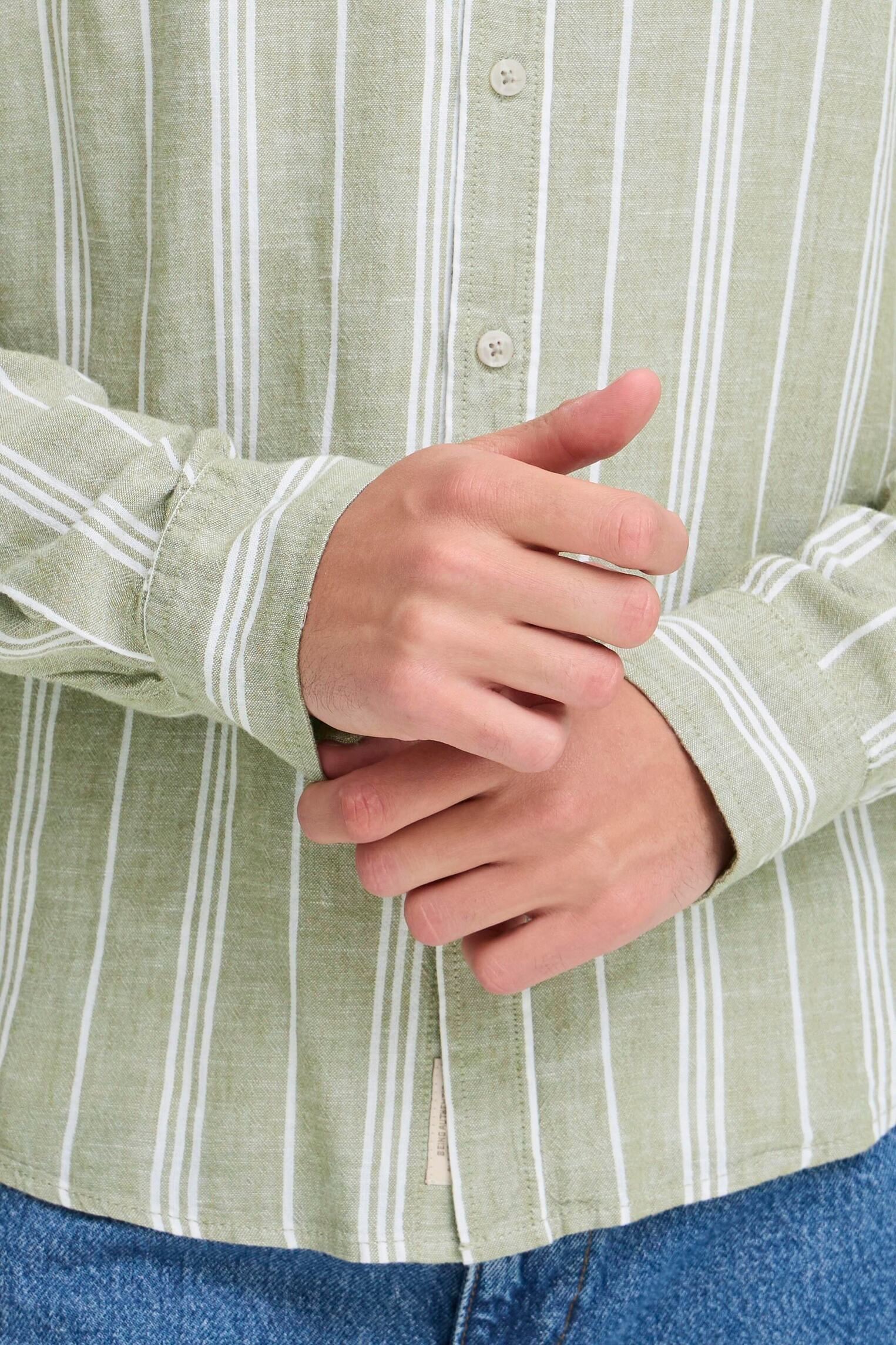 Hemden Bhbobby Linen Stripe herren grün Blend Hemden Bhbobby Linen Stripe herren grün Oil Green