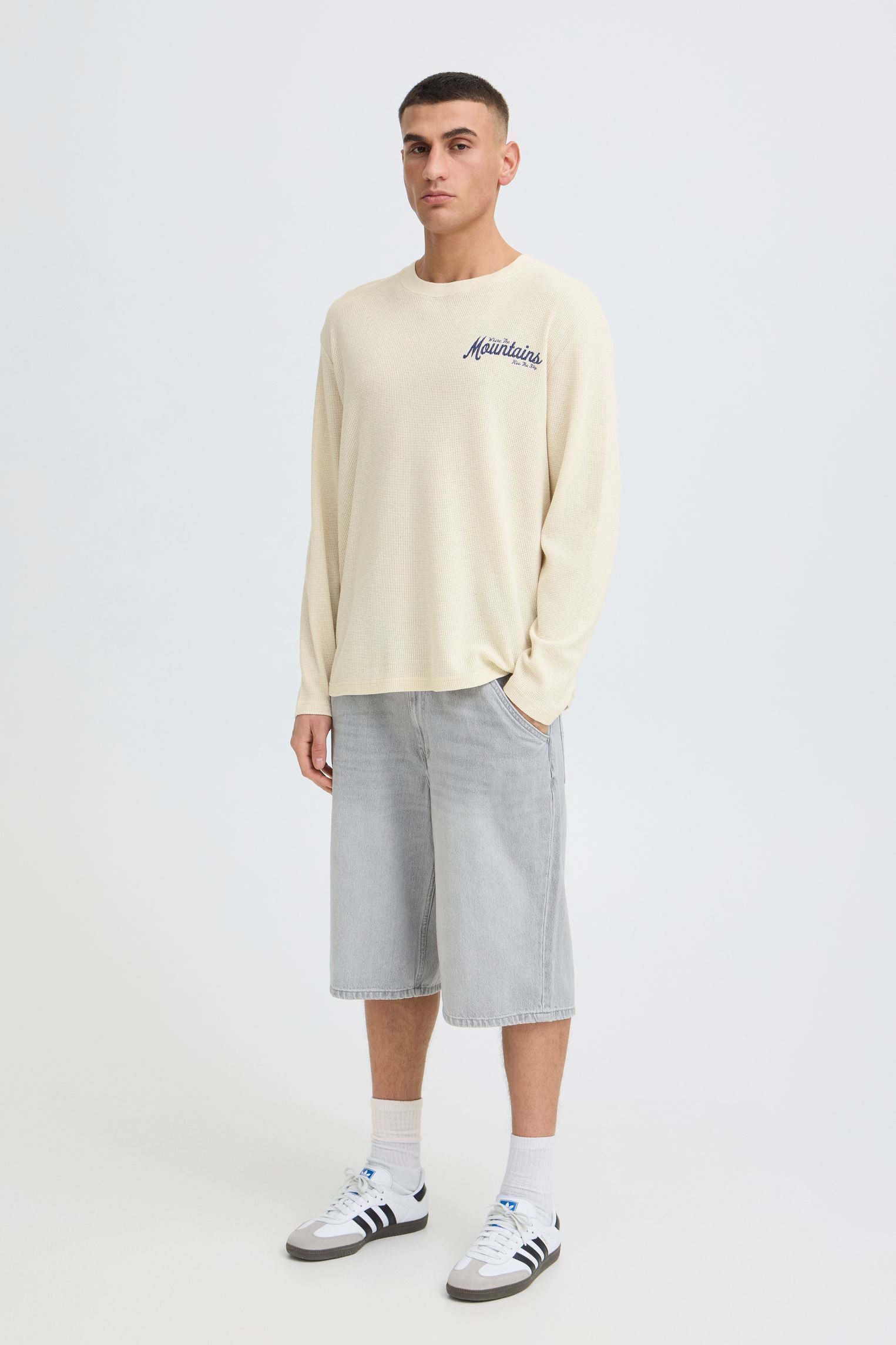 T-shirts Sdurton Ls heren wit SOLID T-shirts Sdurton Ls heren wit 130401 Oatmeal
