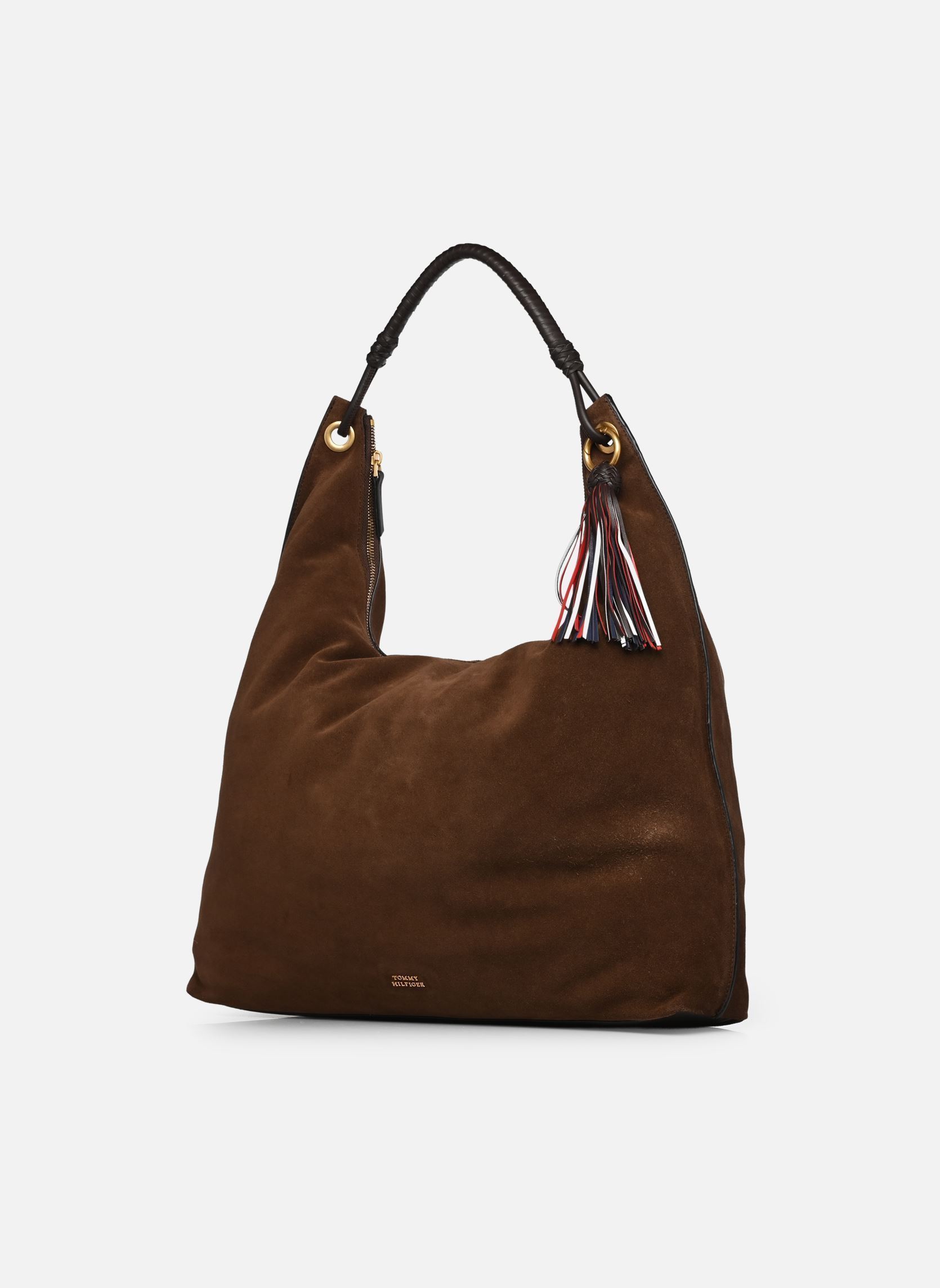 Umhängetaschen TH STATEMENT LEATHER HOBO SUEDE damen braun Tommy Hilfiger Umhängetaschen TH STATEMENT LEATHER HOBO SUEDE damen braun Rich Walnut