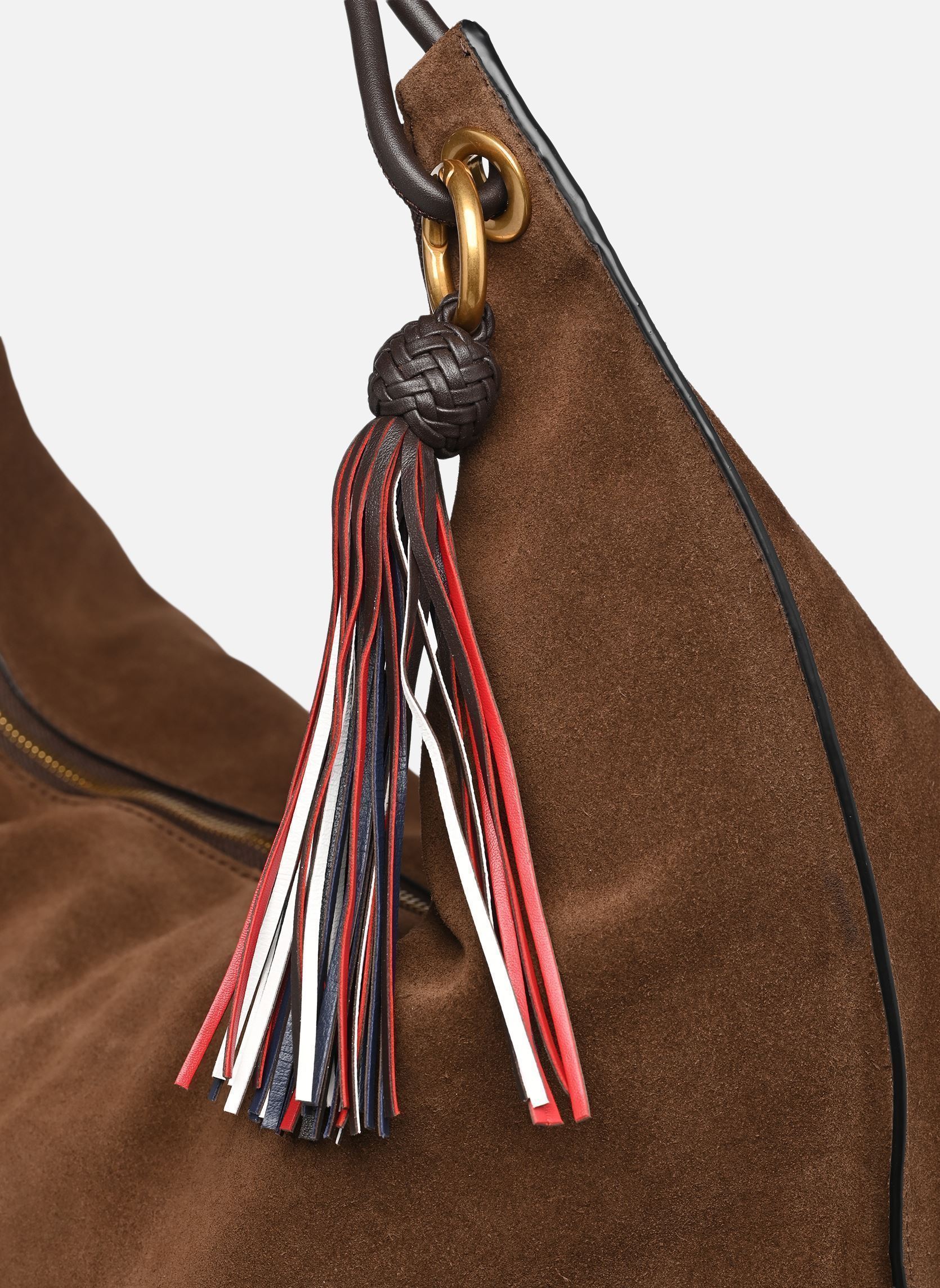 Umhängetaschen TH STATEMENT LEATHER HOBO SUEDE damen braun Tommy Hilfiger Umhängetaschen TH STATEMENT LEATHER HOBO SUEDE damen braun Rich Walnut