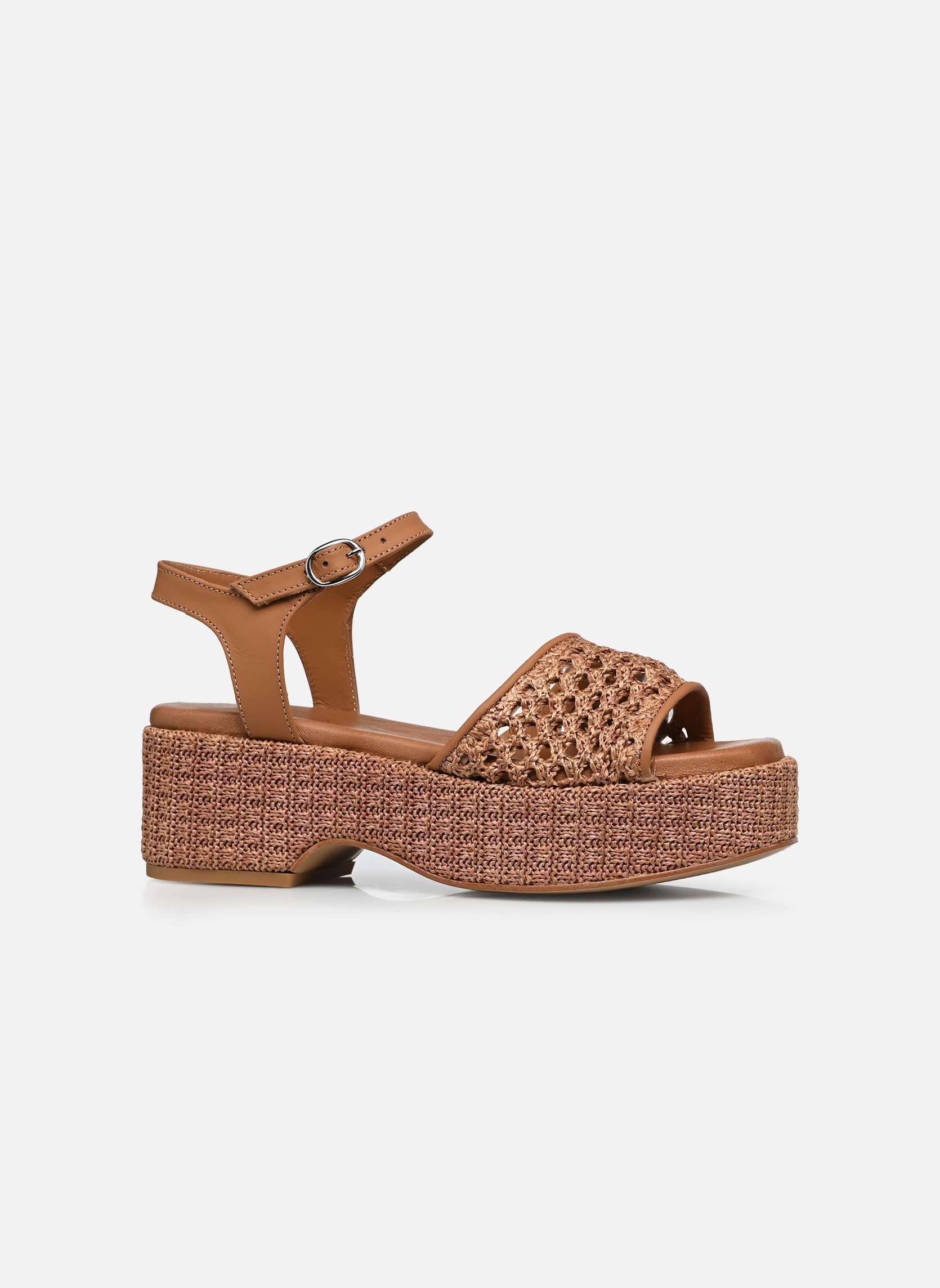 Sandales compensées et plateformes ROSALIE femme marron Bocage Sandales compensées et plateformes ROSALIE femme marron Camel