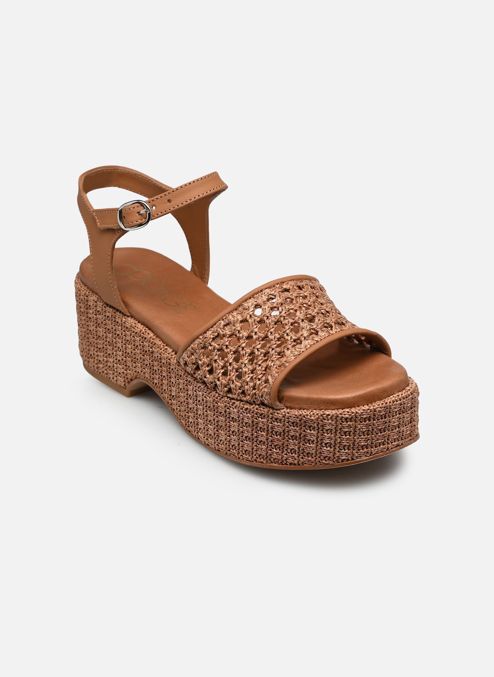 Sandales compensées et plateformes ROSALIE femme marron Bocage Sandales compensées et plateformes ROSALIE femme marron Camel