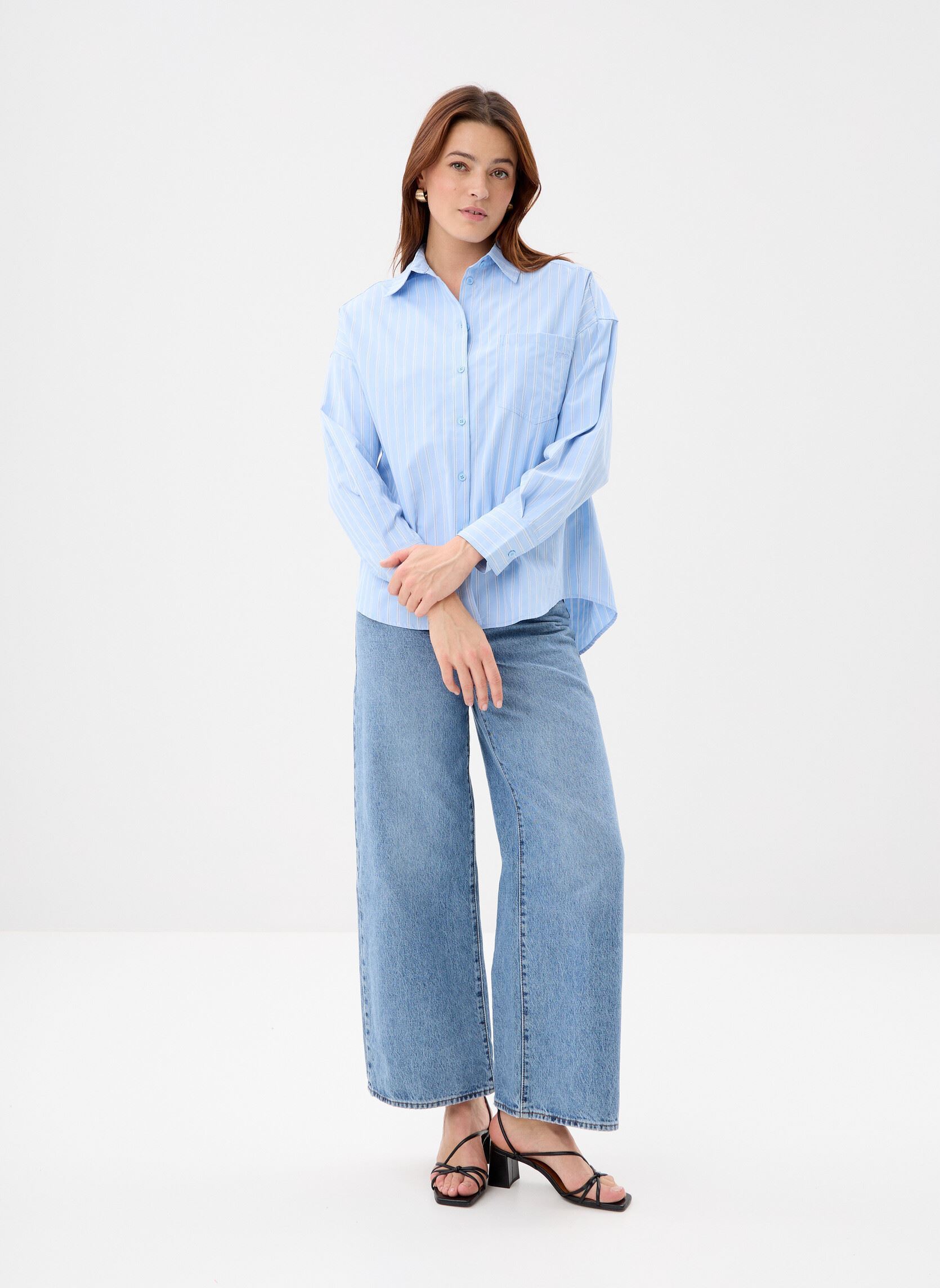 Blouses met lange mouwen Valerie dames blauw Grace & Mila Blouses met lange mouwen Valerie dames blauw BLEUET