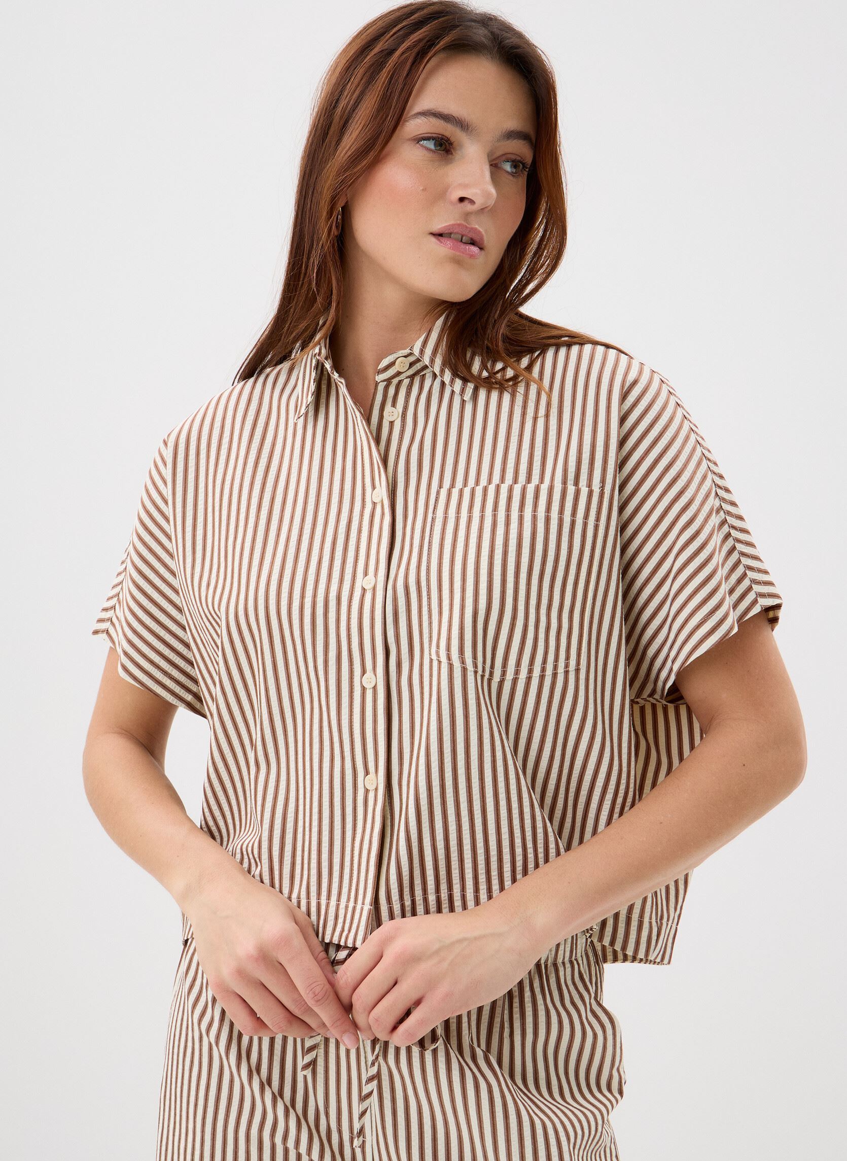 Korte mouw overhemden Vercia dames bruin Grace & Mila Korte mouw overhemden Vercia dames bruin Mocha