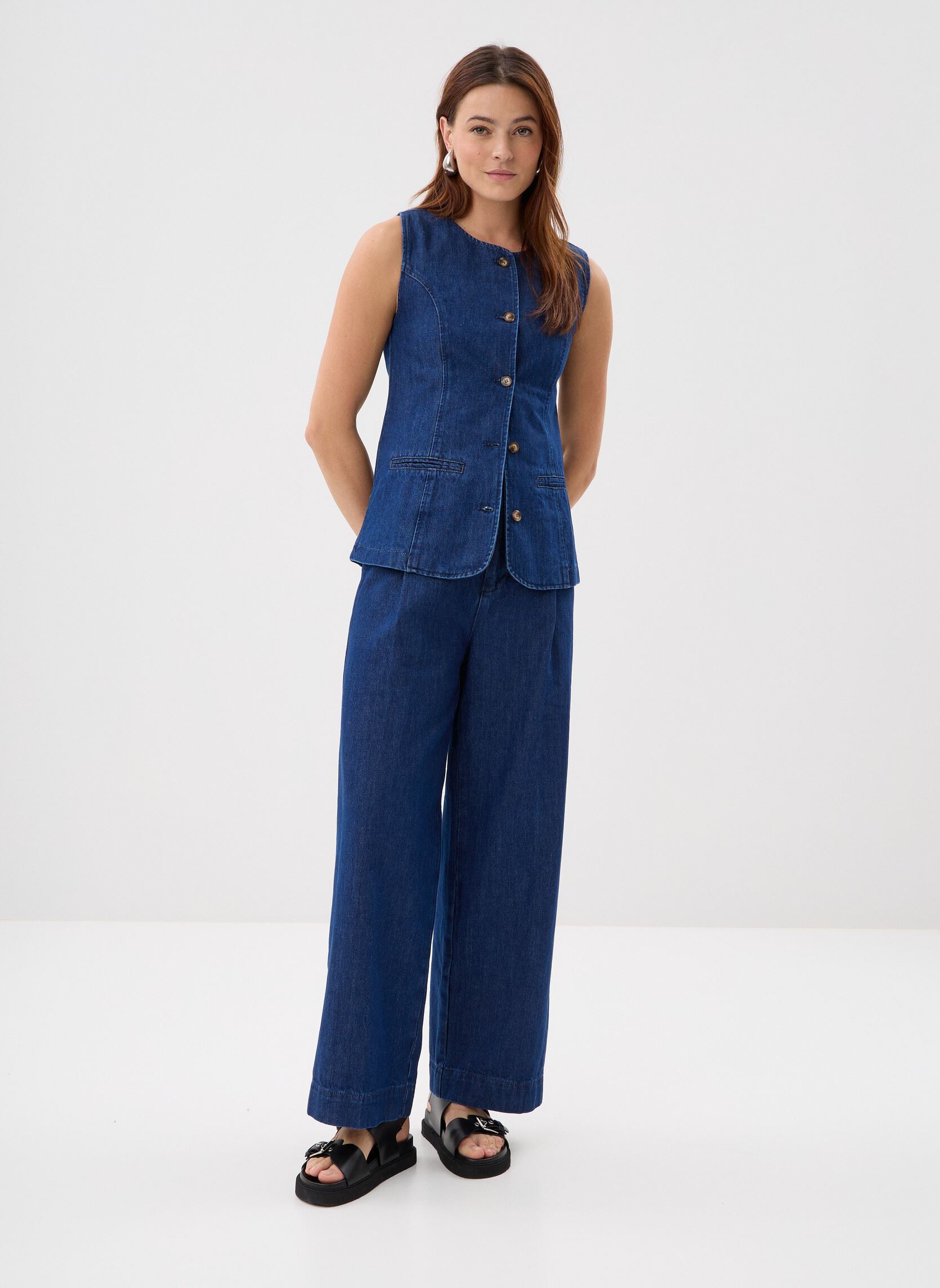 Rechte broeken Vienne dames blauw Grace & Mila Rechte broeken Vienne dames blauw Medium_Blue