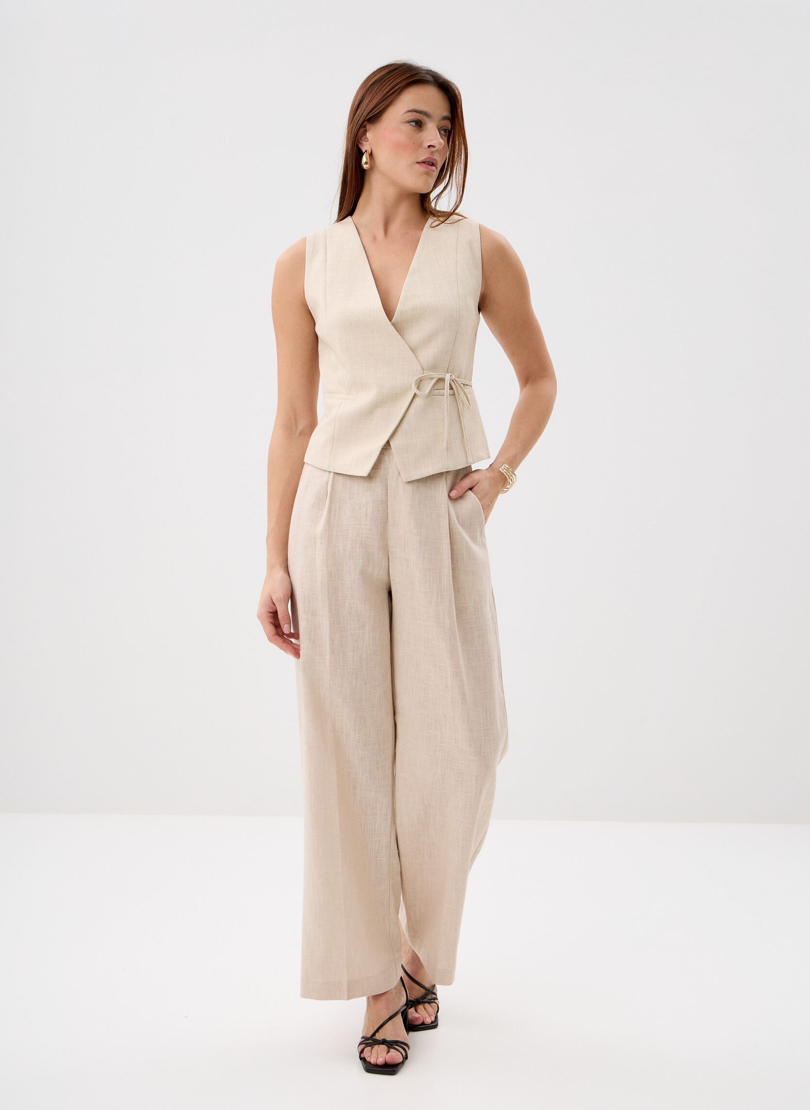 Rechte broeken Vanelis dames beige Grace & Mila Rechte broeken Vanelis dames beige Sable