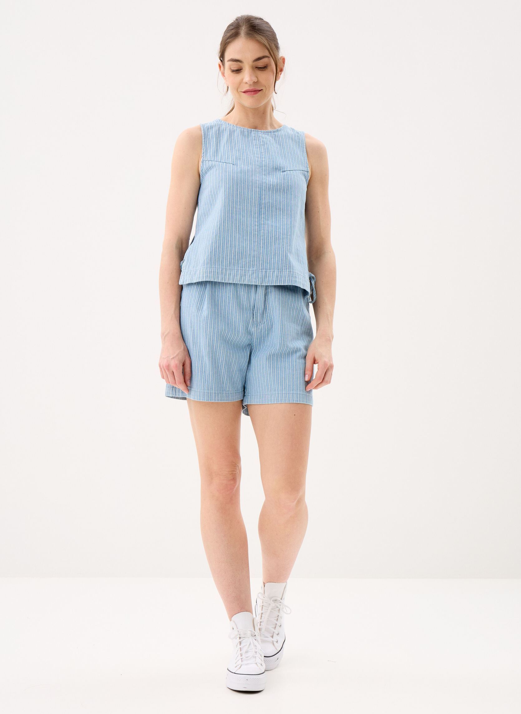 Shorts Vars dames wit Grace & Mila Shorts Vars dames wit Striped_Blue