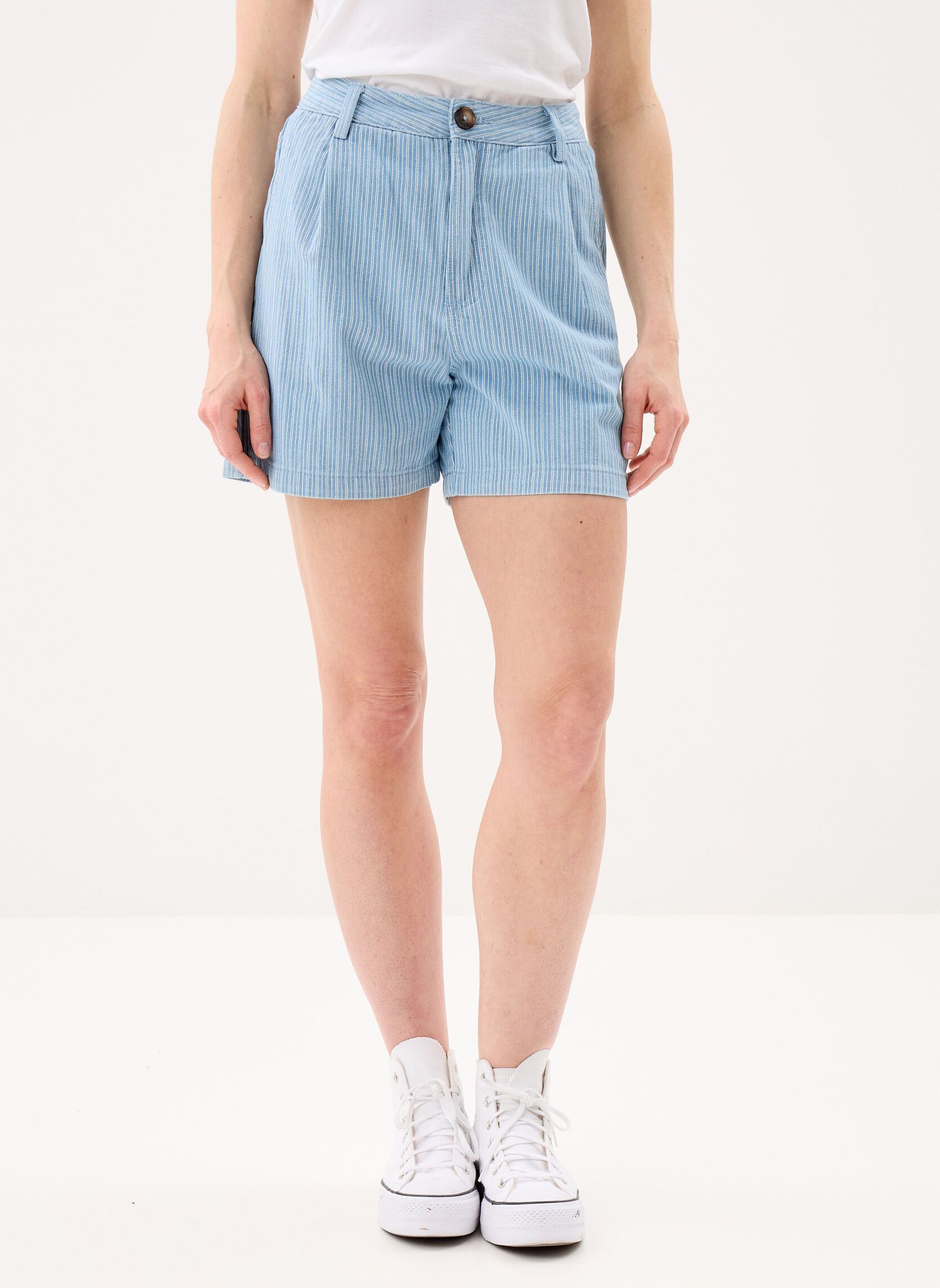 Shorts Vars dames wit Grace & Mila Shorts Vars dames wit Striped_Blue