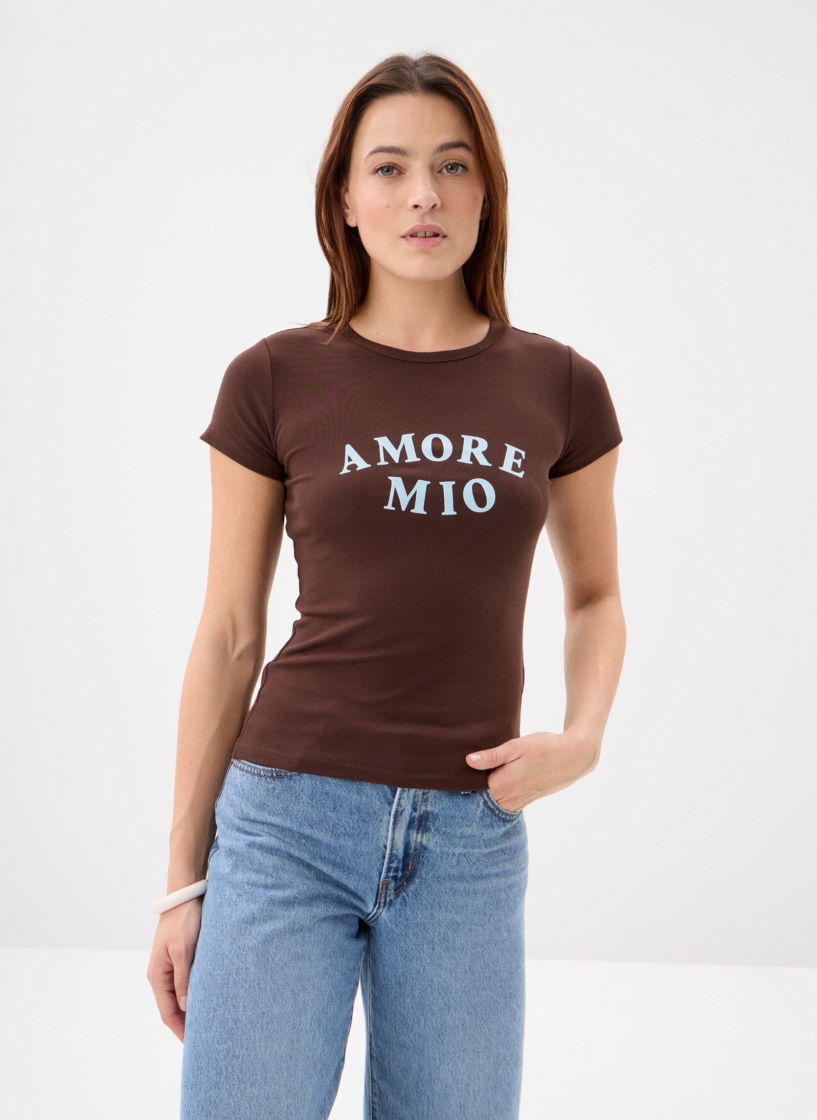 Tee-shirts manches courtes Valerio femme marron Grace & Mila Tee-shirts manches courtes Valerio femme marron Chocolat