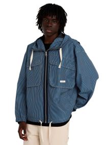 Parkas Gingham Hooded Jacket homme bleu