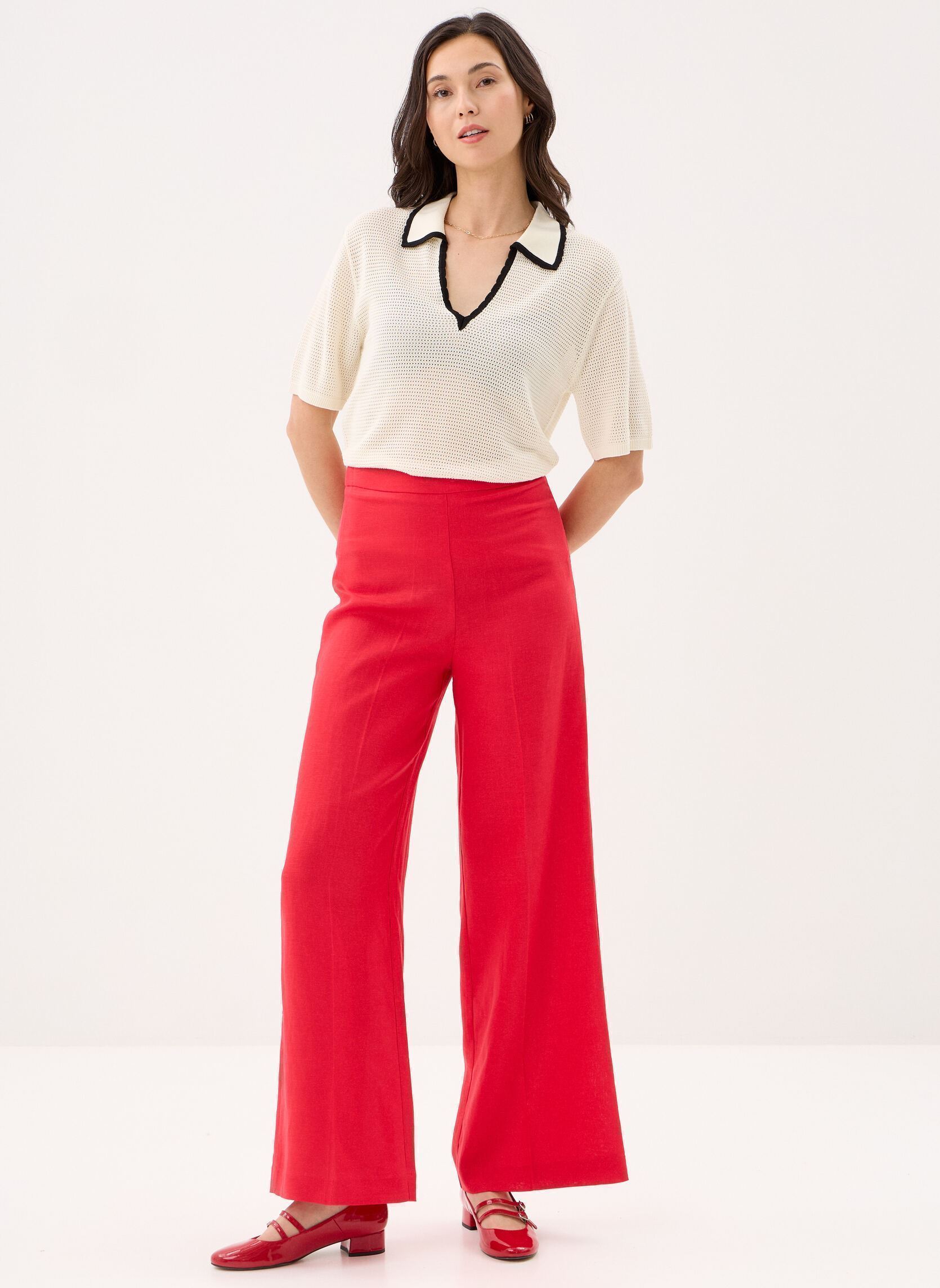 Pantalons larges Wesley femme rouge Grace & Mila Pantalons larges Wesley femme rouge Rouge