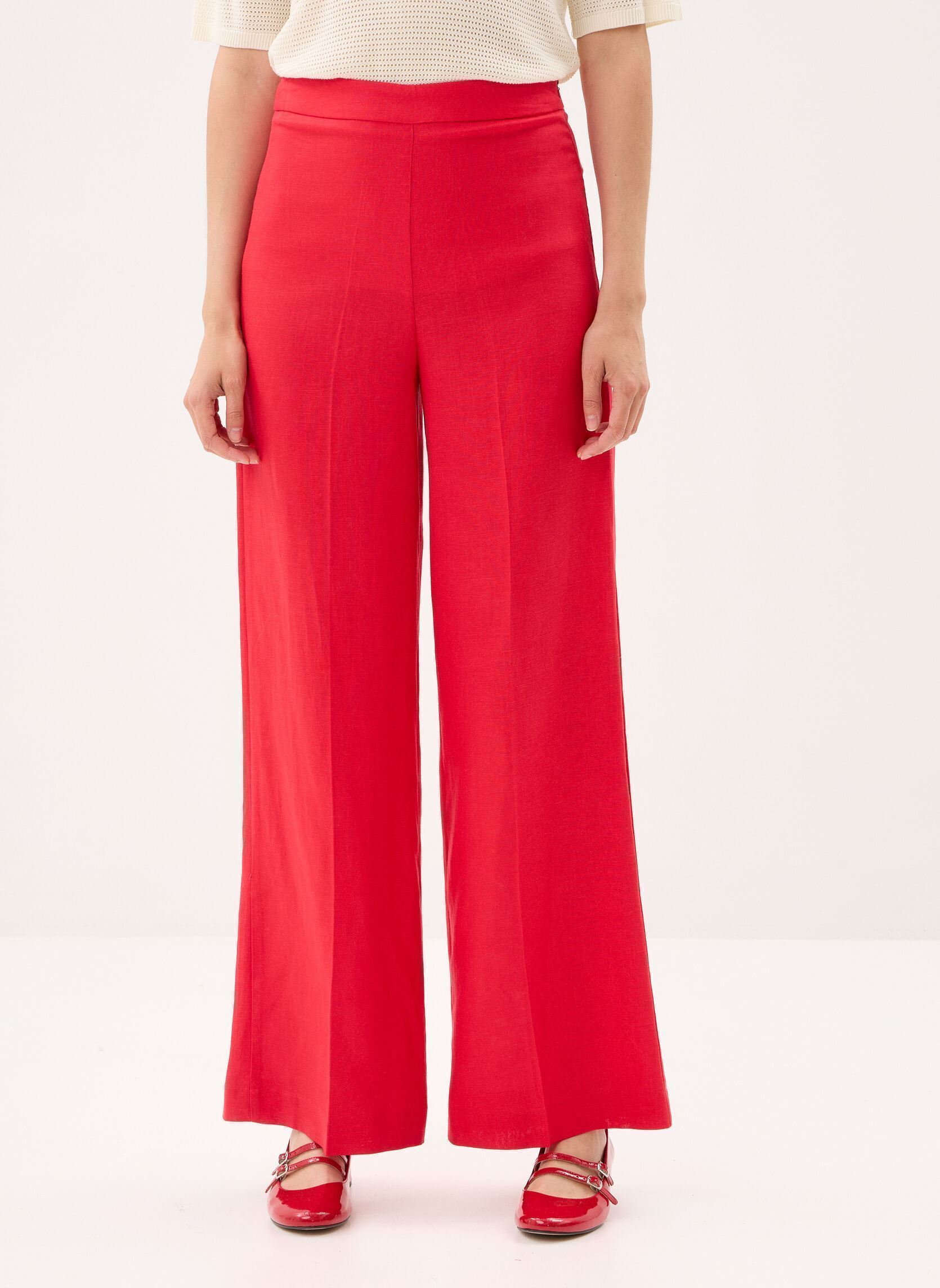 Pantalons larges Wesley femme rouge Grace & Mila Pantalons larges Wesley femme rouge Rouge