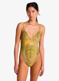 Einteiler Vaca Soleil Deep V 1Pc damen grün Billabong Einteiler Vaca Soleil Deep V 1Pc damen grün Cedar