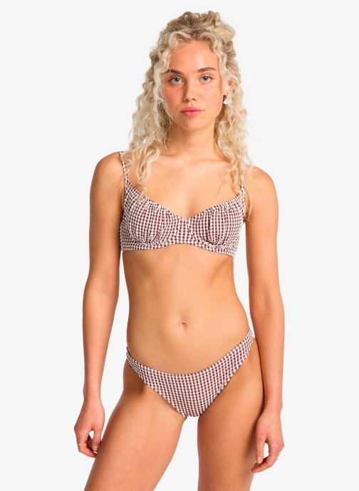 Billabong Bas de maillot tanga Mini Wave Check Tropic femme rouge