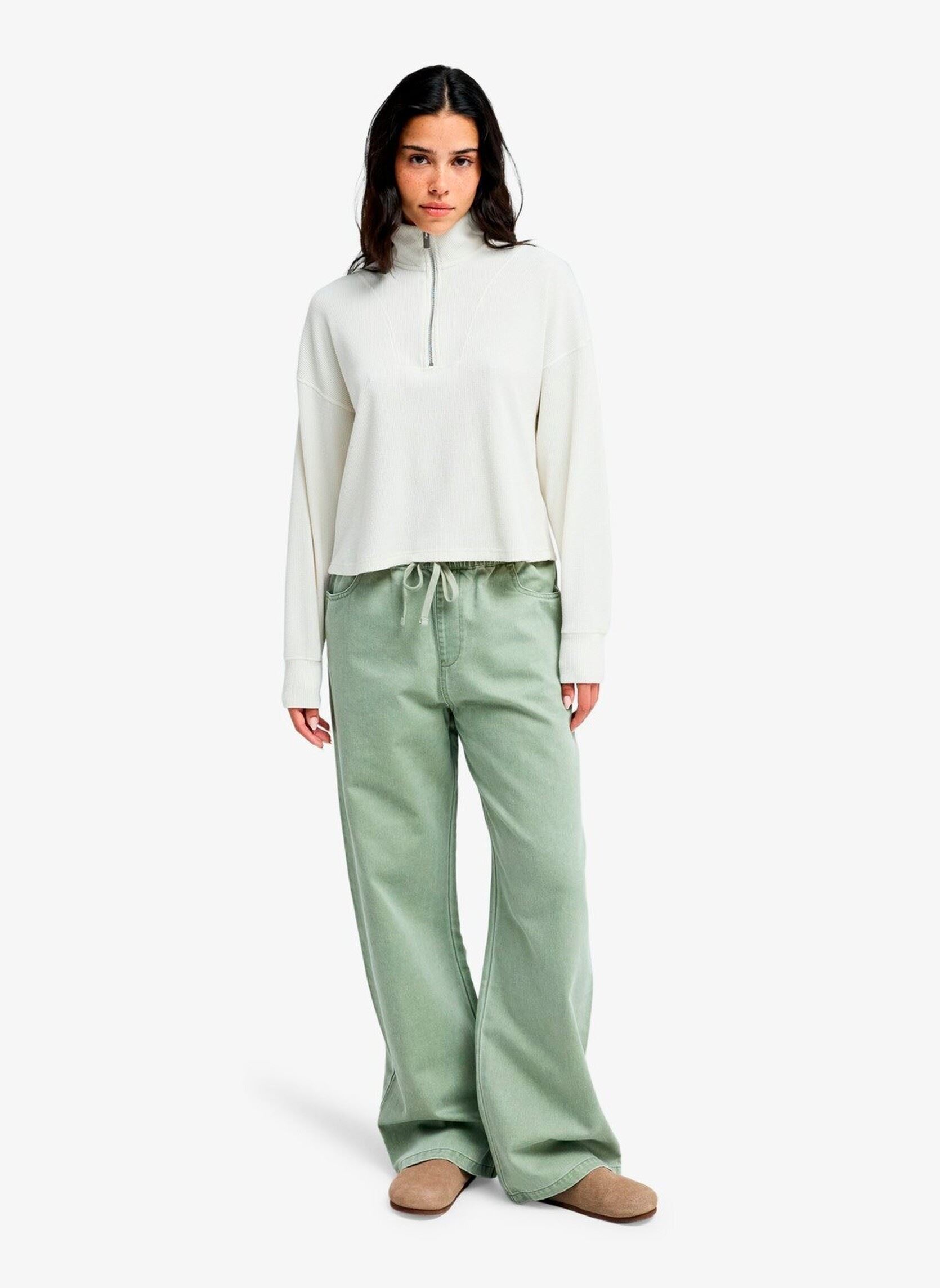 Wijde broeken Saltwater Color Mid dames groen Roxy Wijde broeken Saltwater Color Mid dames groen OIL GREEN