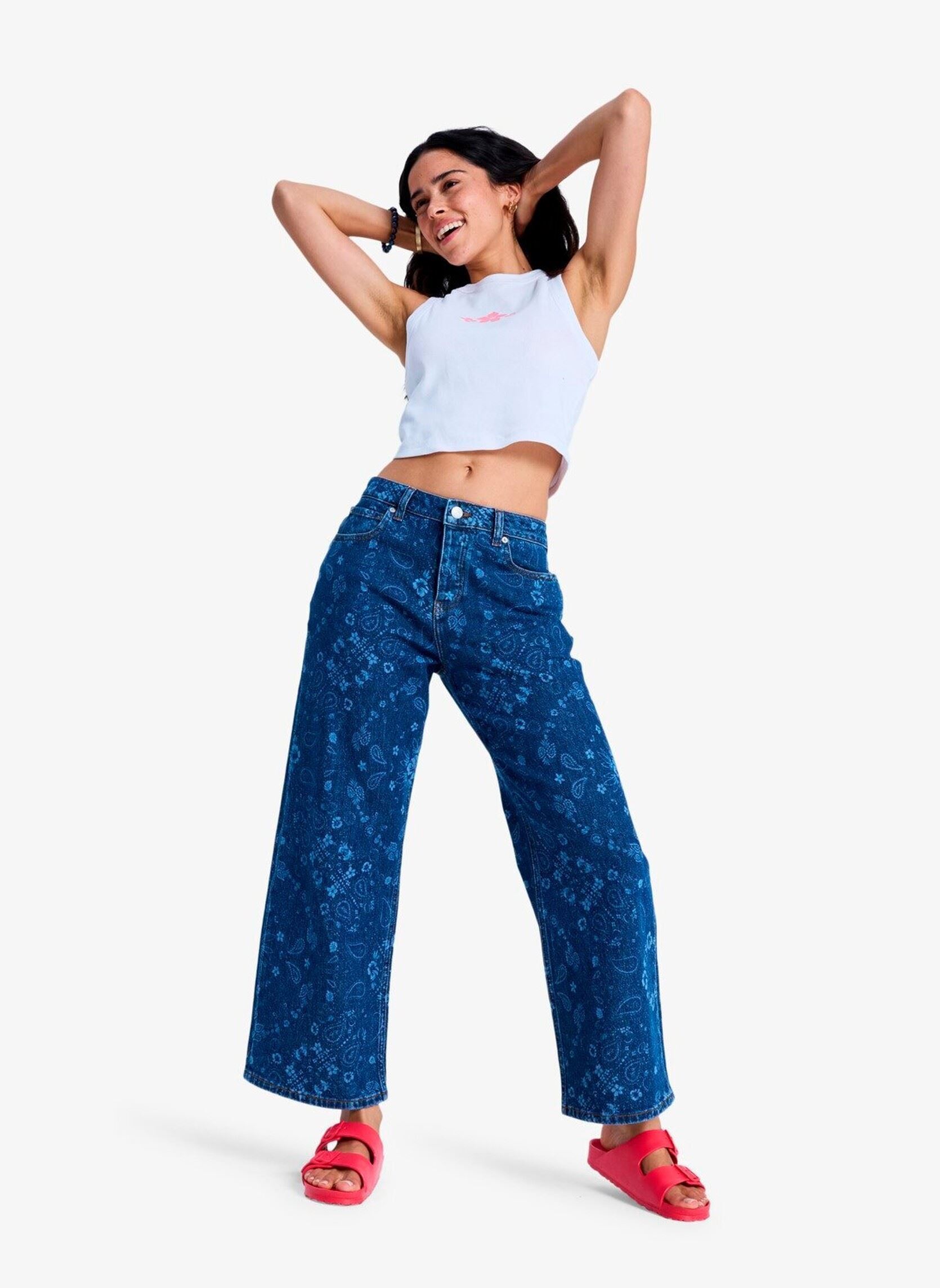 Wijde jeans / Flared Jeans Boogie Night Mid Ocean Blue dames blauw Roxy Wijde jeans / Flared Jeans Boogie Night Mid Ocean Blue dames blauw Ocean blue