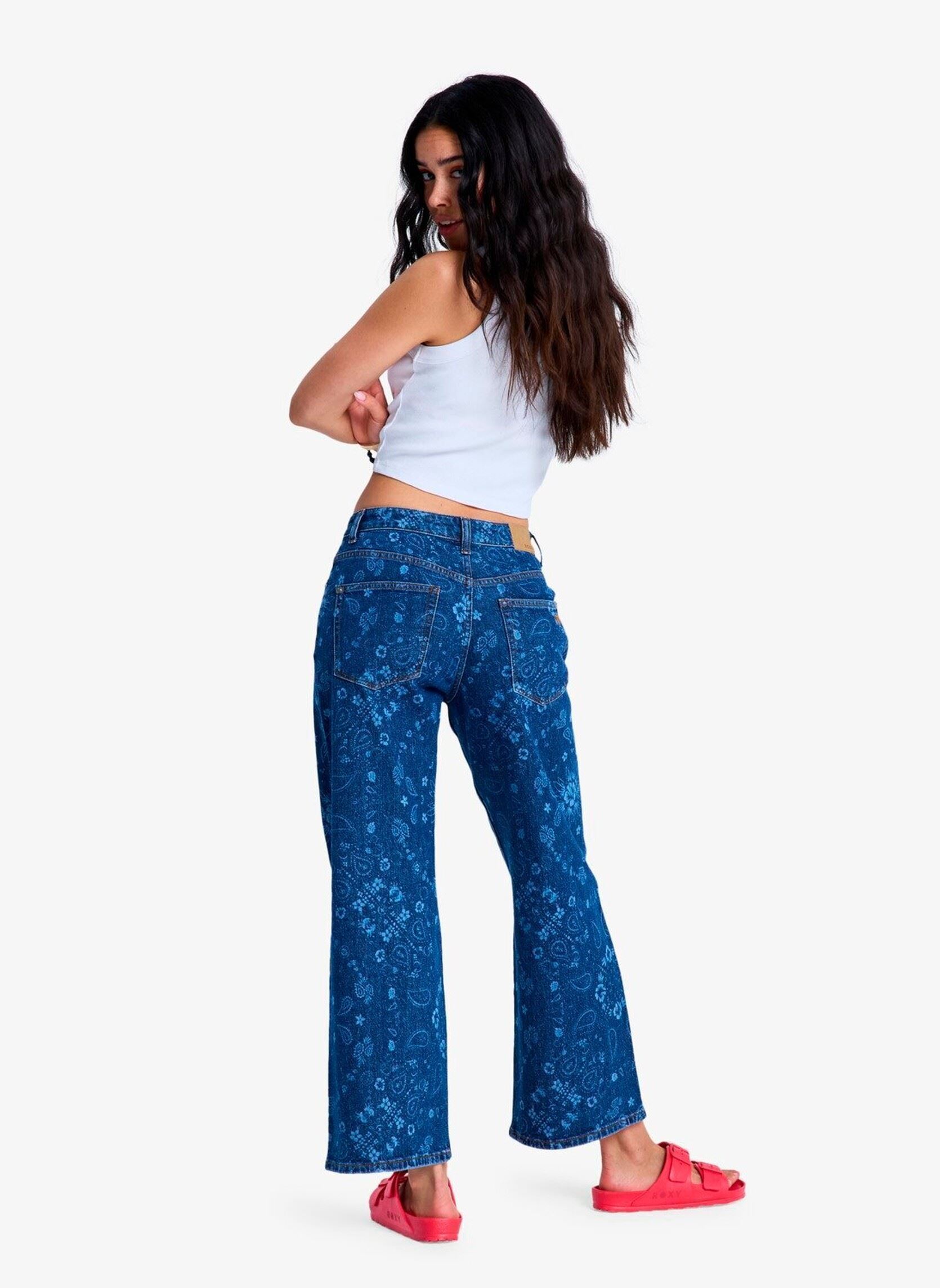 Wijde jeans / Flared Jeans Boogie Night Mid Ocean Blue dames blauw Roxy Wijde jeans / Flared Jeans Boogie Night Mid Ocean Blue dames blauw Ocean blue
