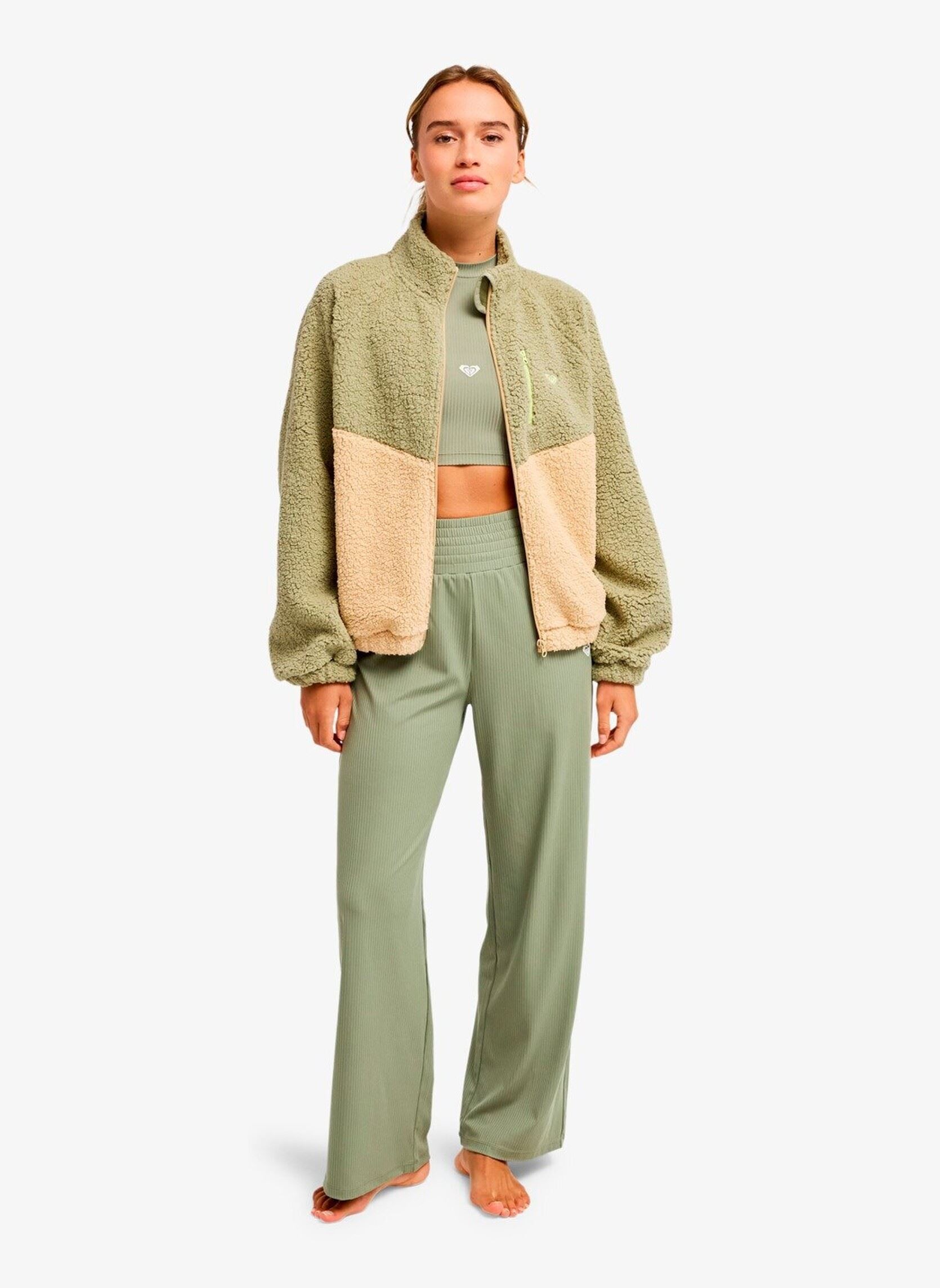 Bas de jogging Rise & Vibe Rib Smoked Pants femme vert Roxy Bas de jogging Rise & Vibe Rib Smoked Pants femme vert OIL GREEN