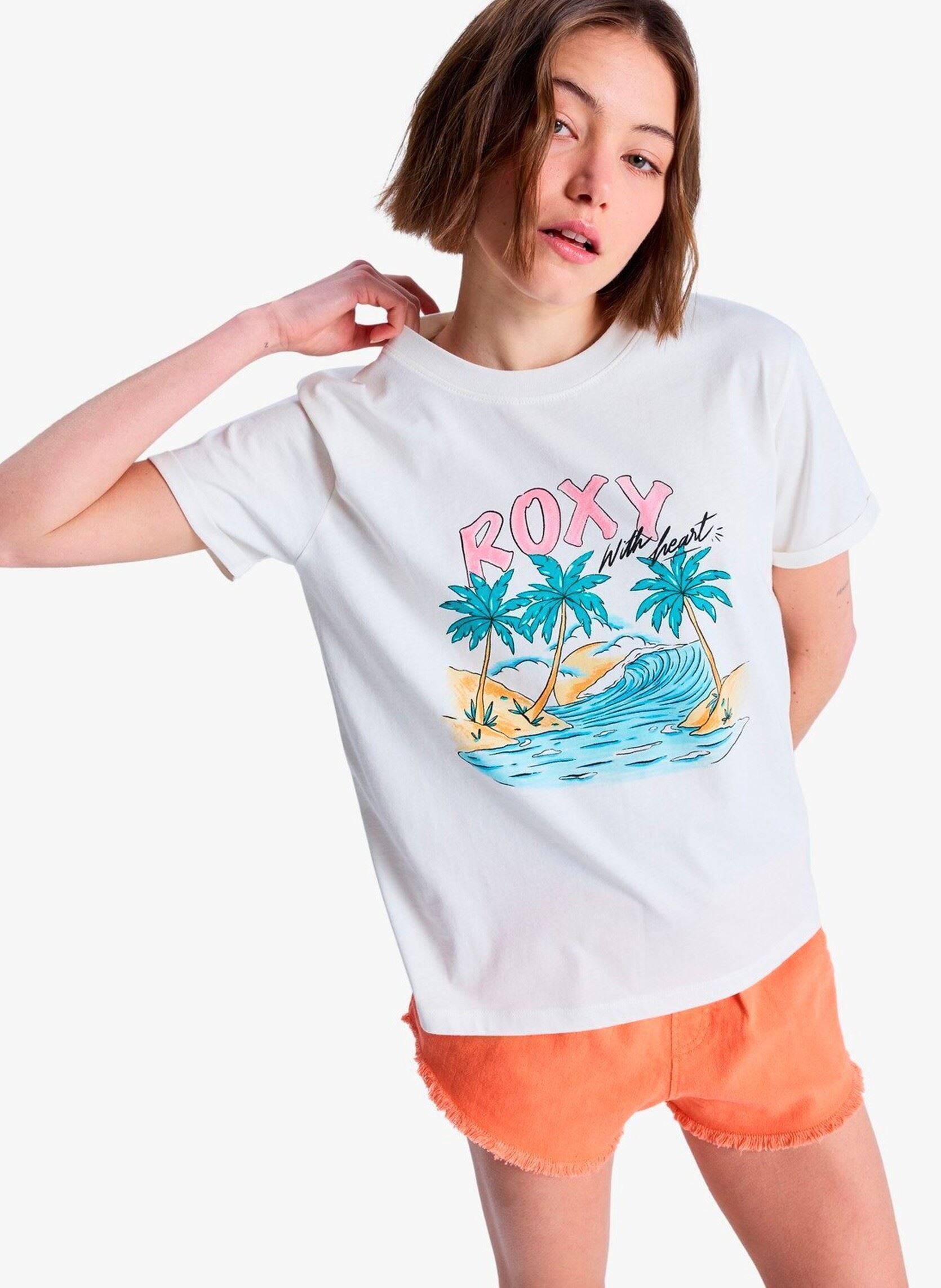 Kurzarm-T-Shirts Oceanregular Poster damen weiß Roxy Kurzarm-T-Shirts Oceanregular Poster damen weiß COCONUT MILK