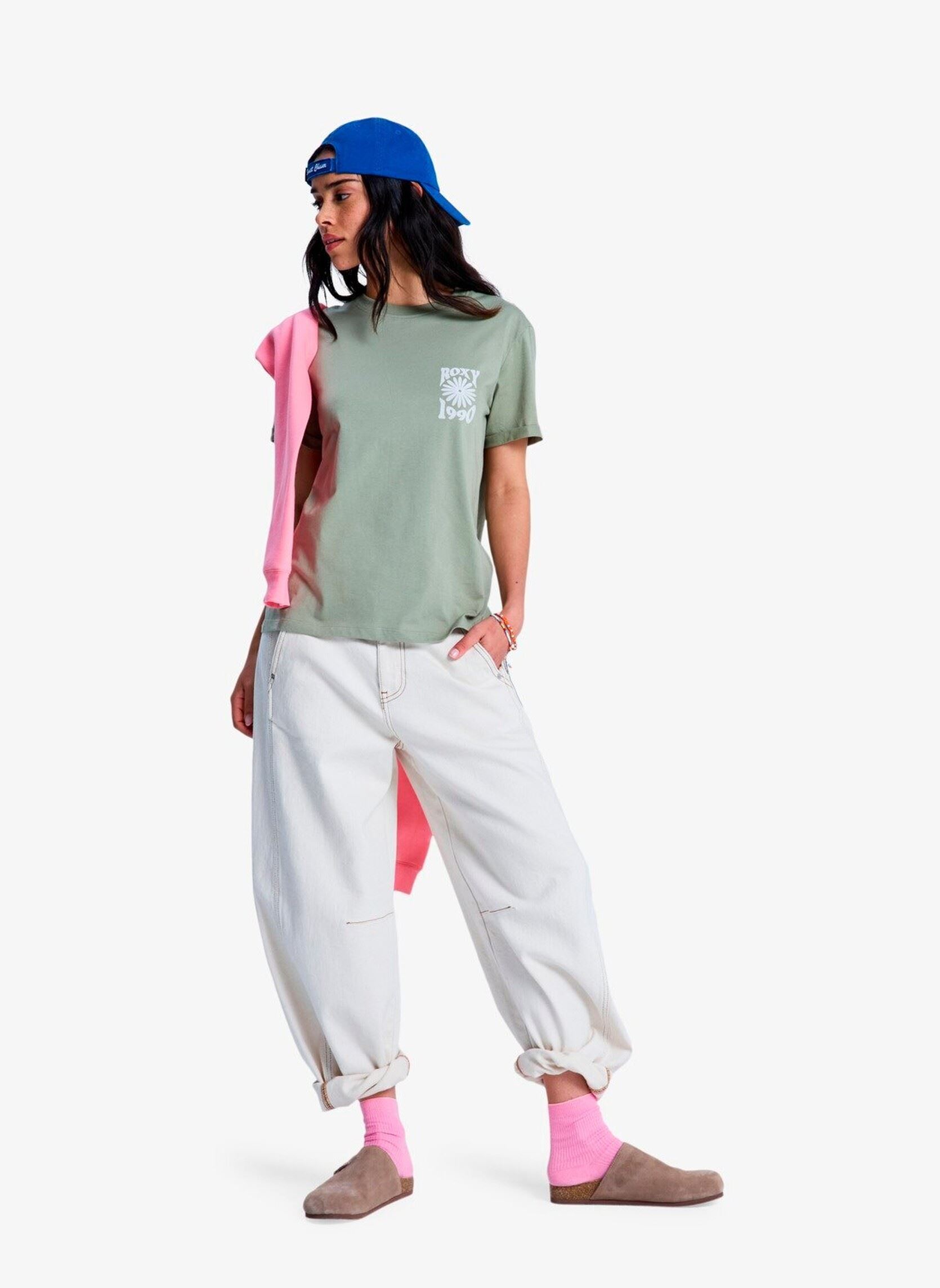 T-shirts met korte mouwen Oceanregular Fb dames groen Roxy T-shirts met korte mouwen Oceanregular Fb dames groen OIL GREEN