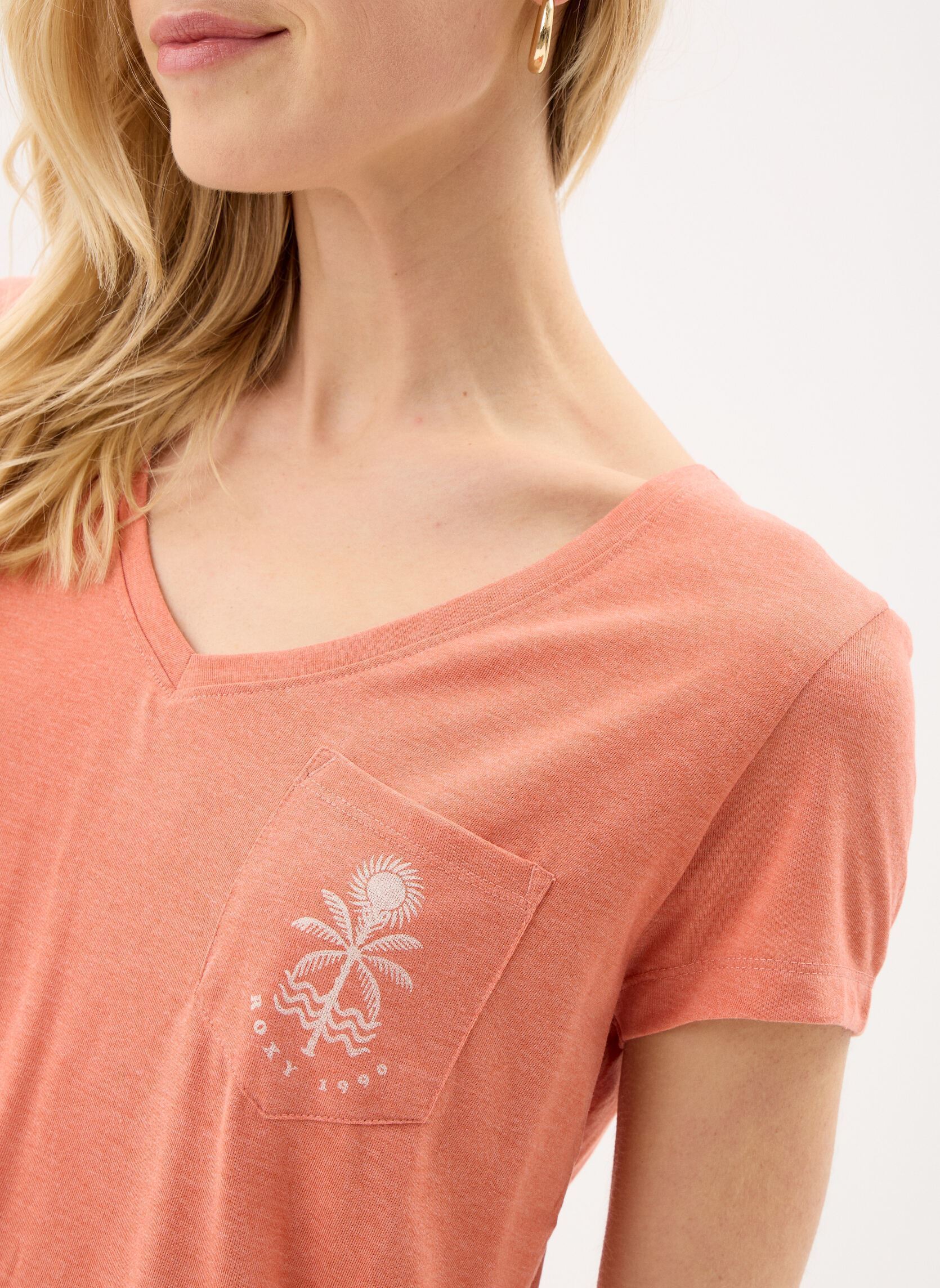 Kurzarm-T-Shirts Laguna Green V Neck damen orange Roxy Kurzarm-T-Shirts Laguna Green V Neck damen orange Apricot Brandy