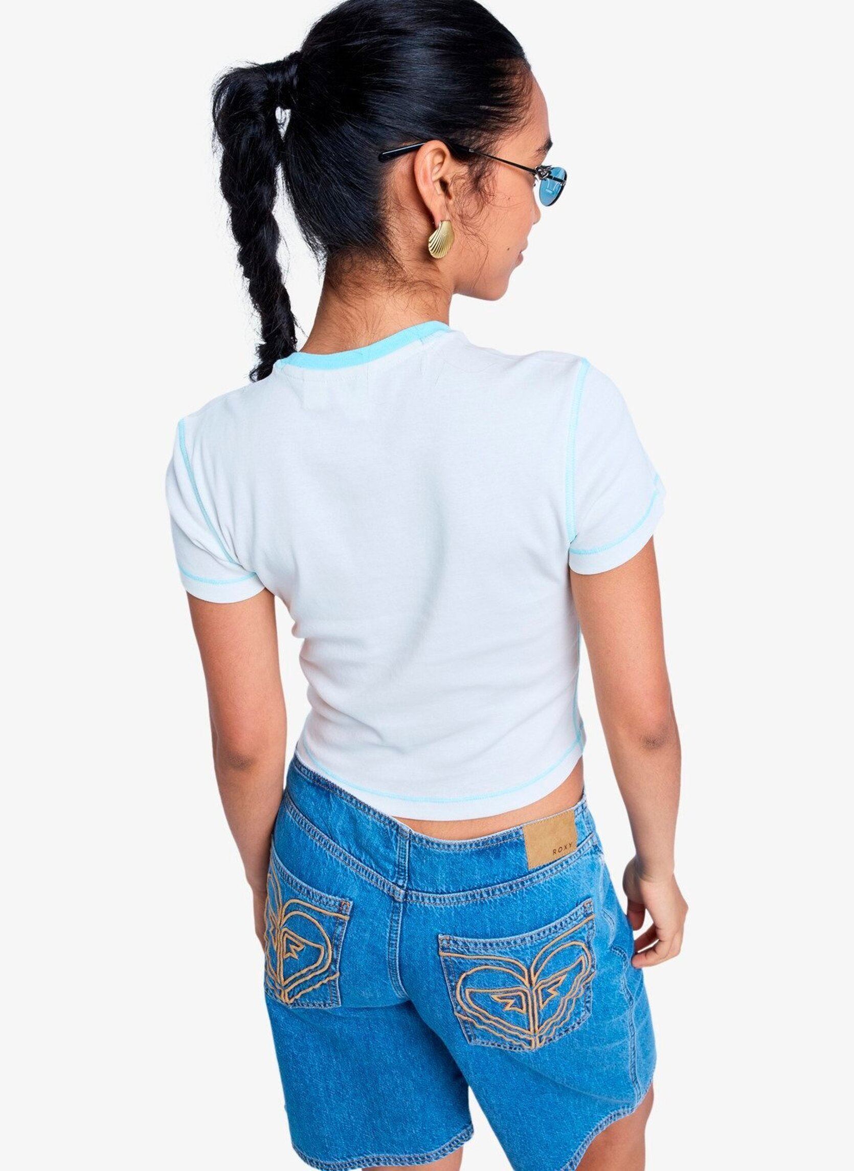 T-Shirts Sea You Later Baby Tee damen weiß Roxy T-Shirts Sea You Later Baby Tee damen weiß Tanager Turquoise