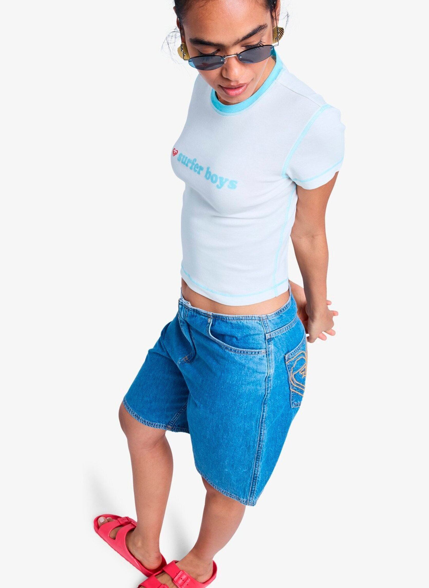 T-Shirts Sea You Later Baby Tee damen weiß Roxy T-Shirts Sea You Later Baby Tee damen weiß Tanager Turquoise
