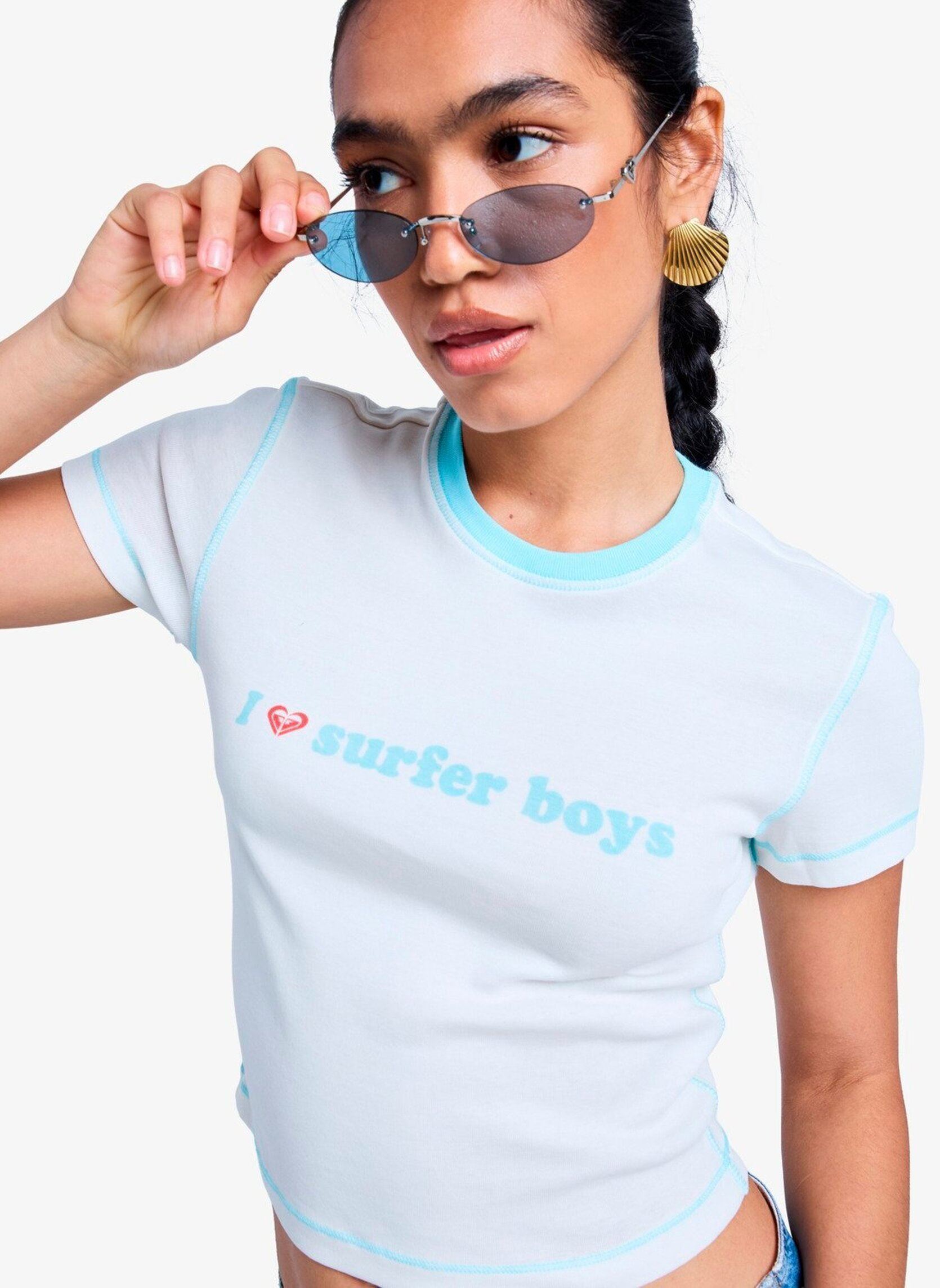 T-Shirts Sea You Later Baby Tee damen weiß Roxy T-Shirts Sea You Later Baby Tee damen weiß Tanager Turquoise