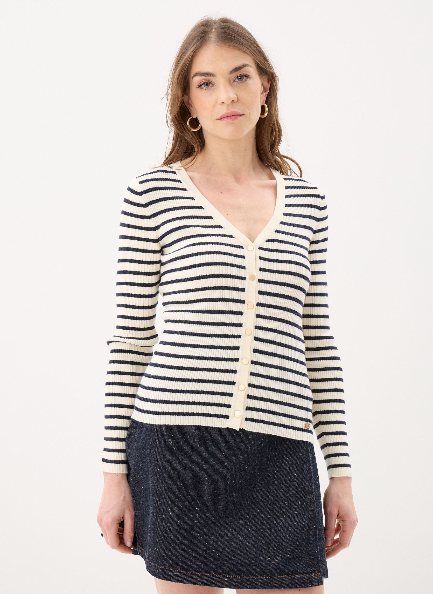 Gilets Moty femme blanc La Petite Etoile Gilets Moty femme blanc Ecru/Marine
