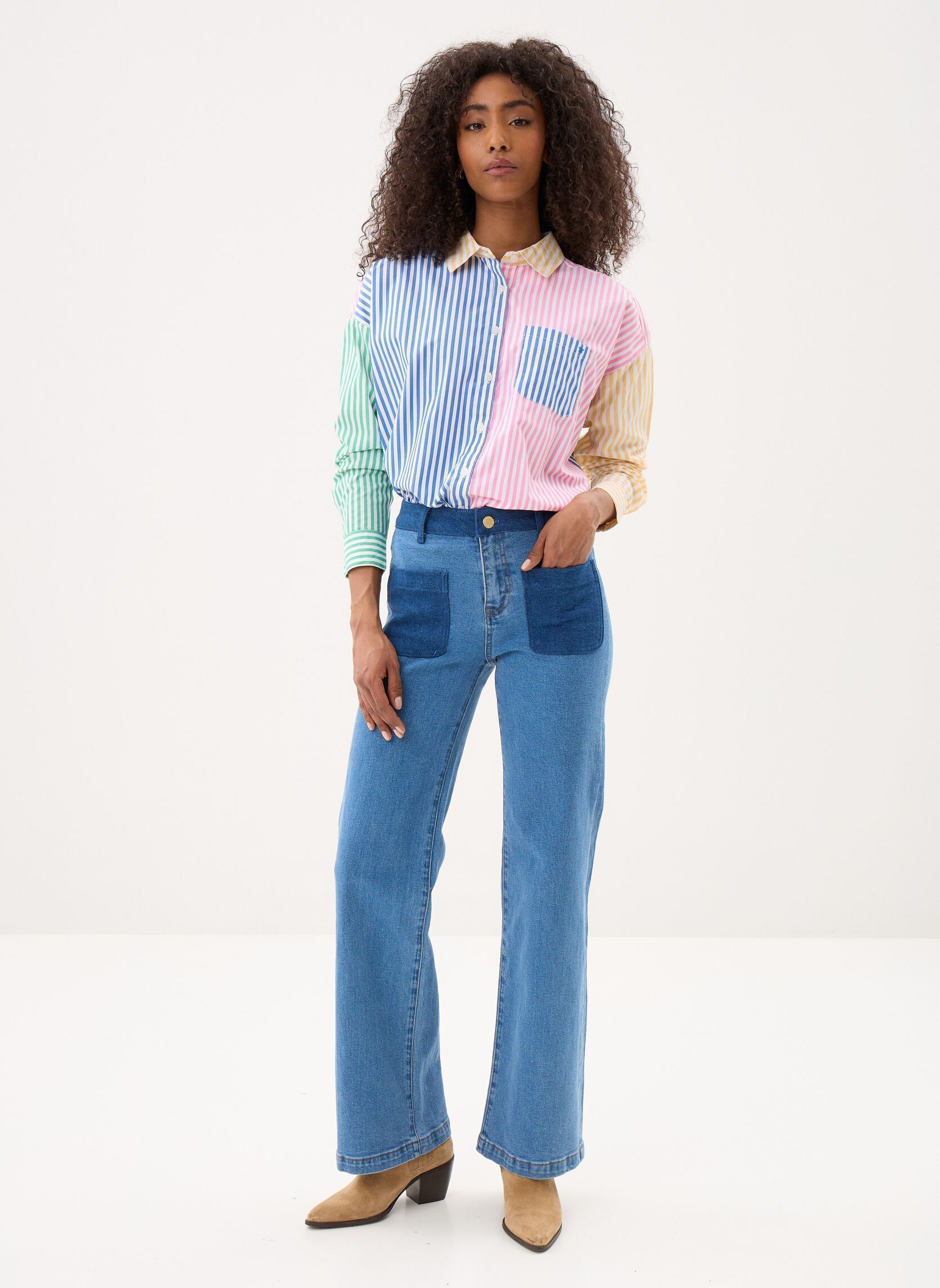 Flared jeans Sonnya dames blauw La Petite Etoile Flared jeans Sonnya dames blauw Stone