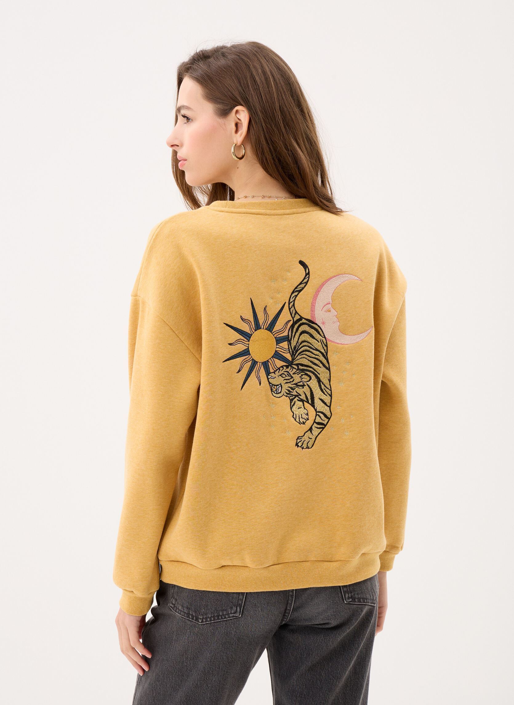 Sweatshirts Tiger damen gelb La Petite Etoile Sweatshirts Tiger damen gelb Ocre