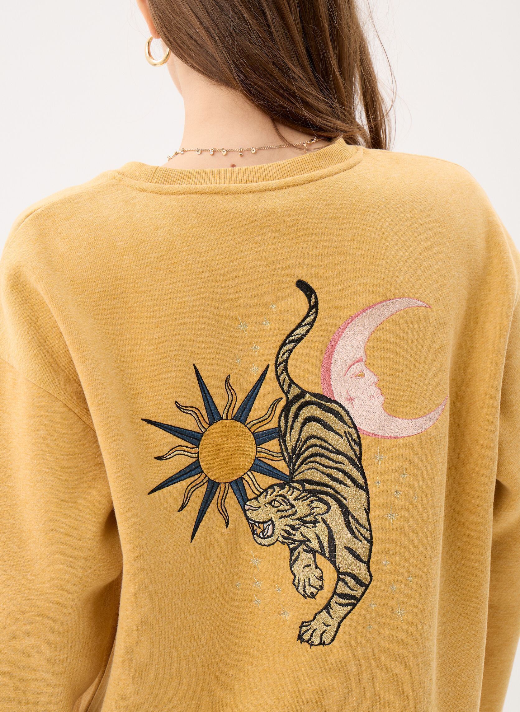 Sweatshirts Tiger damen gelb La Petite Etoile Sweatshirts Tiger damen gelb Ocre
