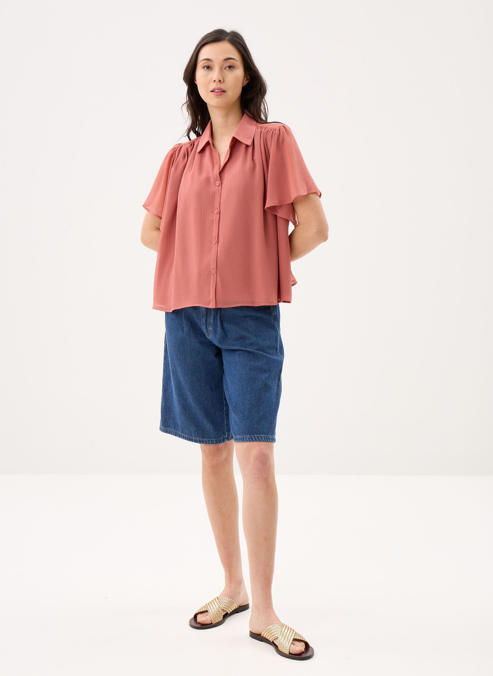 Kurzarm-Hemden Tobia damen orange La Petite Etoile Kurzarm-Hemden Tobia damen orange Rose