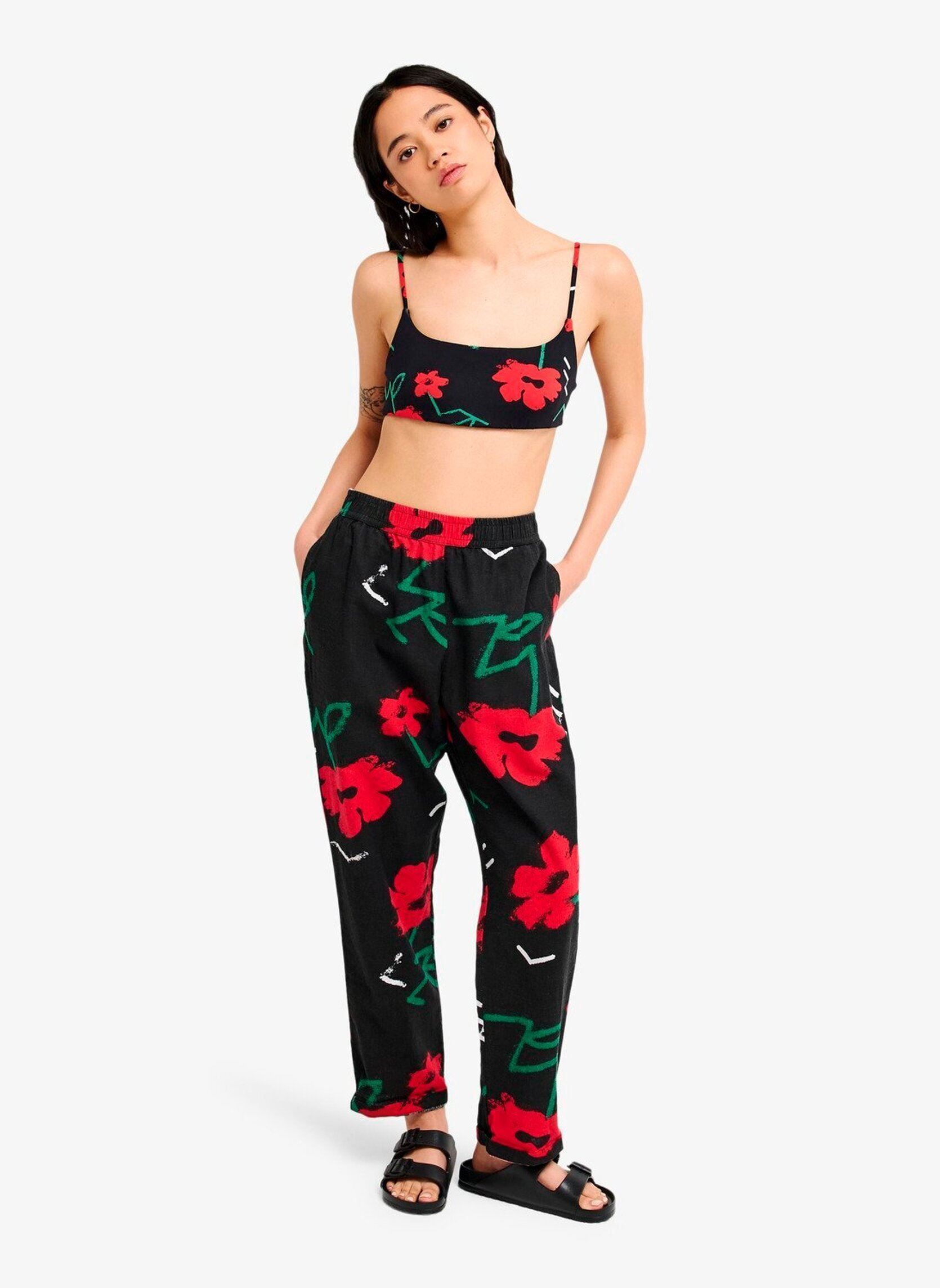 Rechte broeken Lomas Woven Pant Hemp dames zwart Quiksilver Rechte broeken Lomas Woven Pant Hemp dames zwart Black Street Floral 64