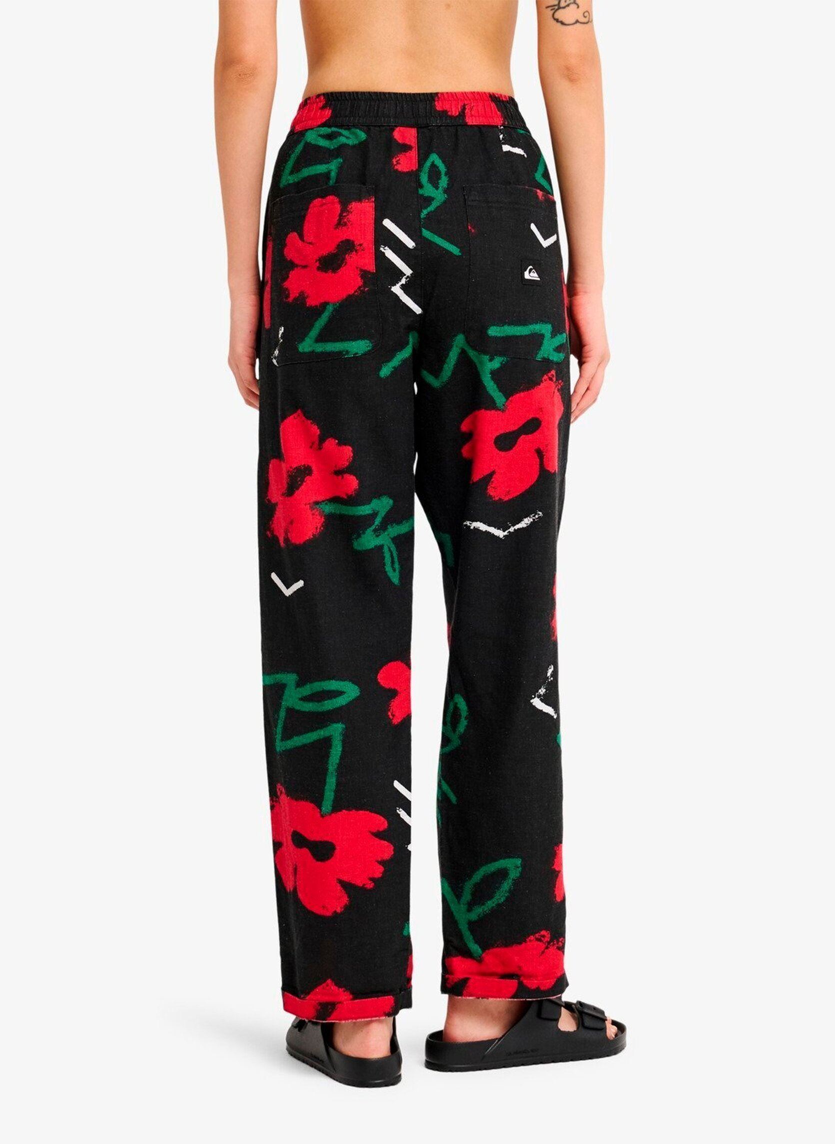 Rechte broeken Lomas Woven Pant Hemp dames zwart Quiksilver Rechte broeken Lomas Woven Pant Hemp dames zwart Black Street Floral 64
