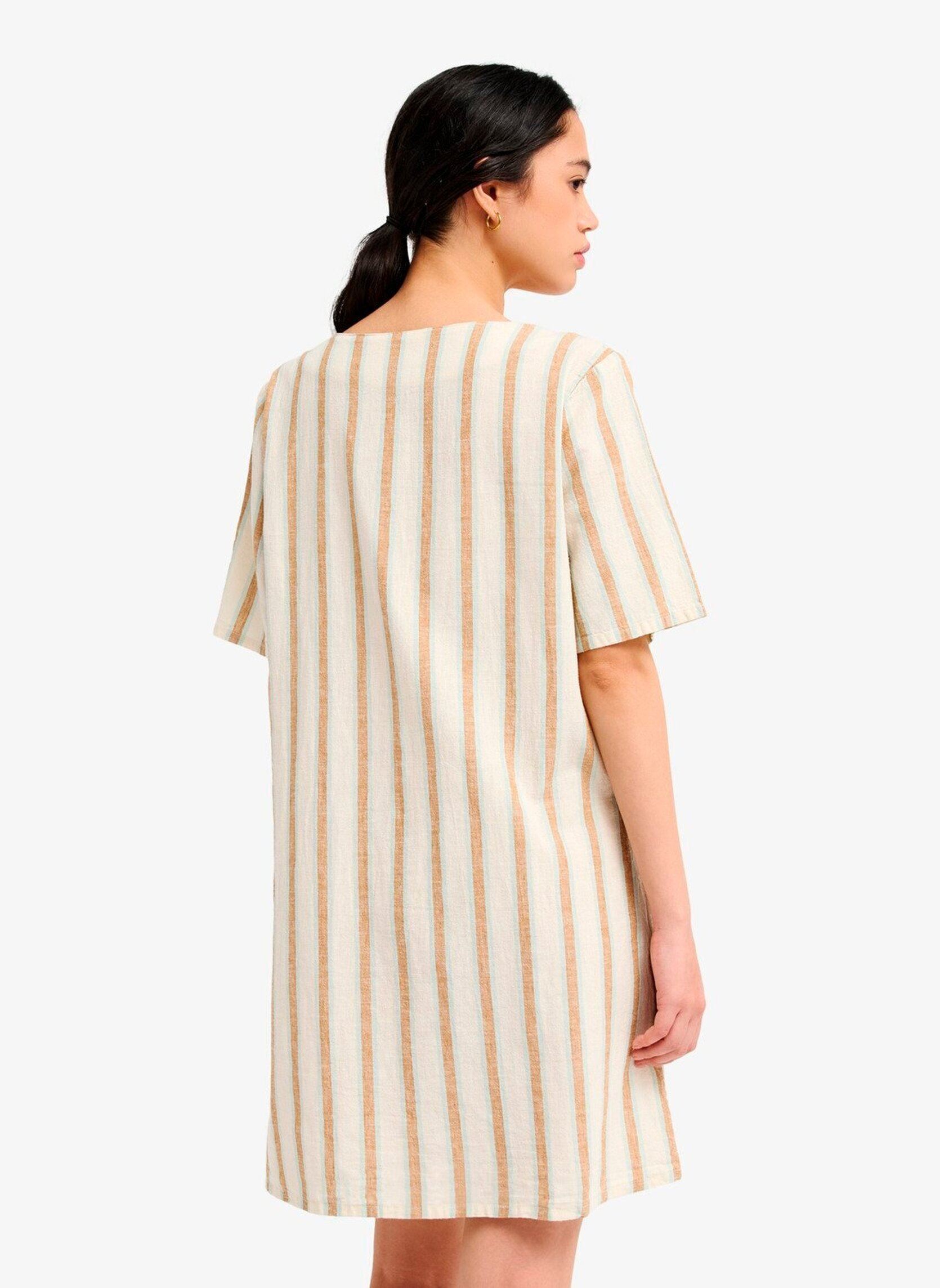Robes Chemise Garrison Dress femme beige Quiksilver Robes Chemise Garrison Dress femme beige Bone White Lomas Stripe