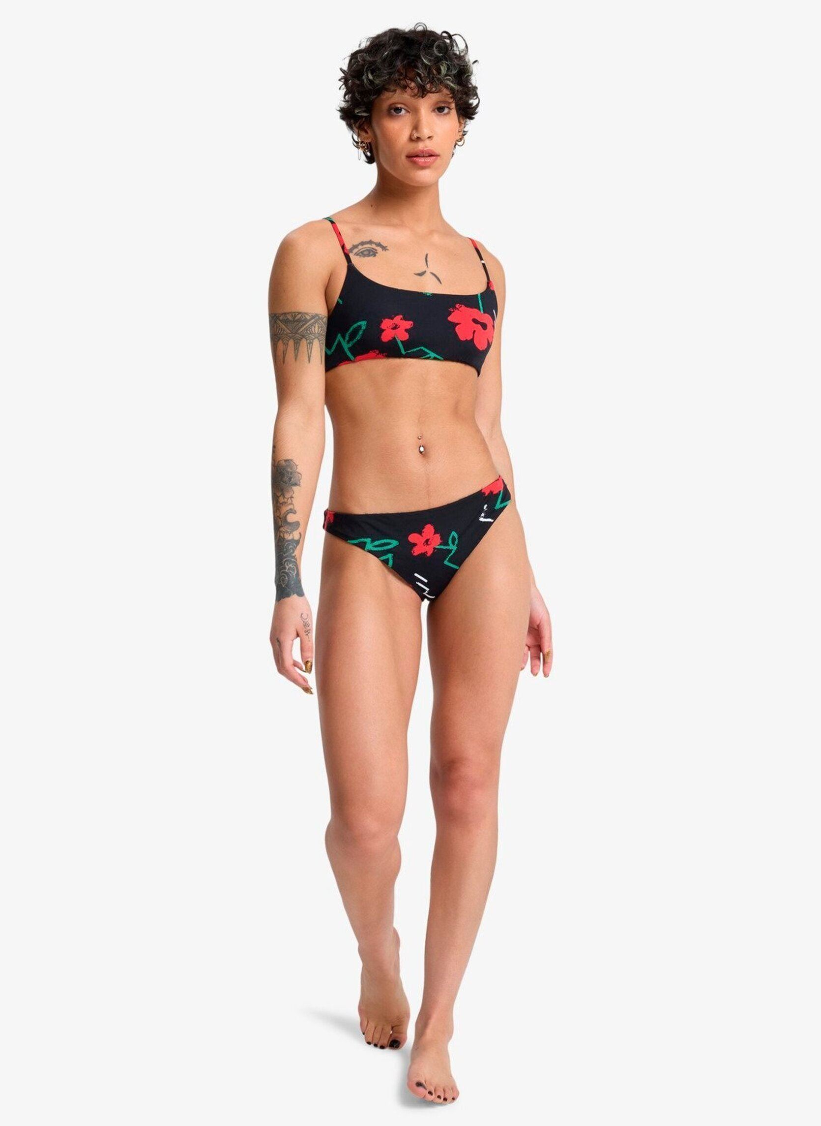 Tanga-Bikinihosen Viacha Bottom damen schwarz Quiksilver Tanga-Bikinihosen Viacha Bottom damen schwarz Black Street Floral 32