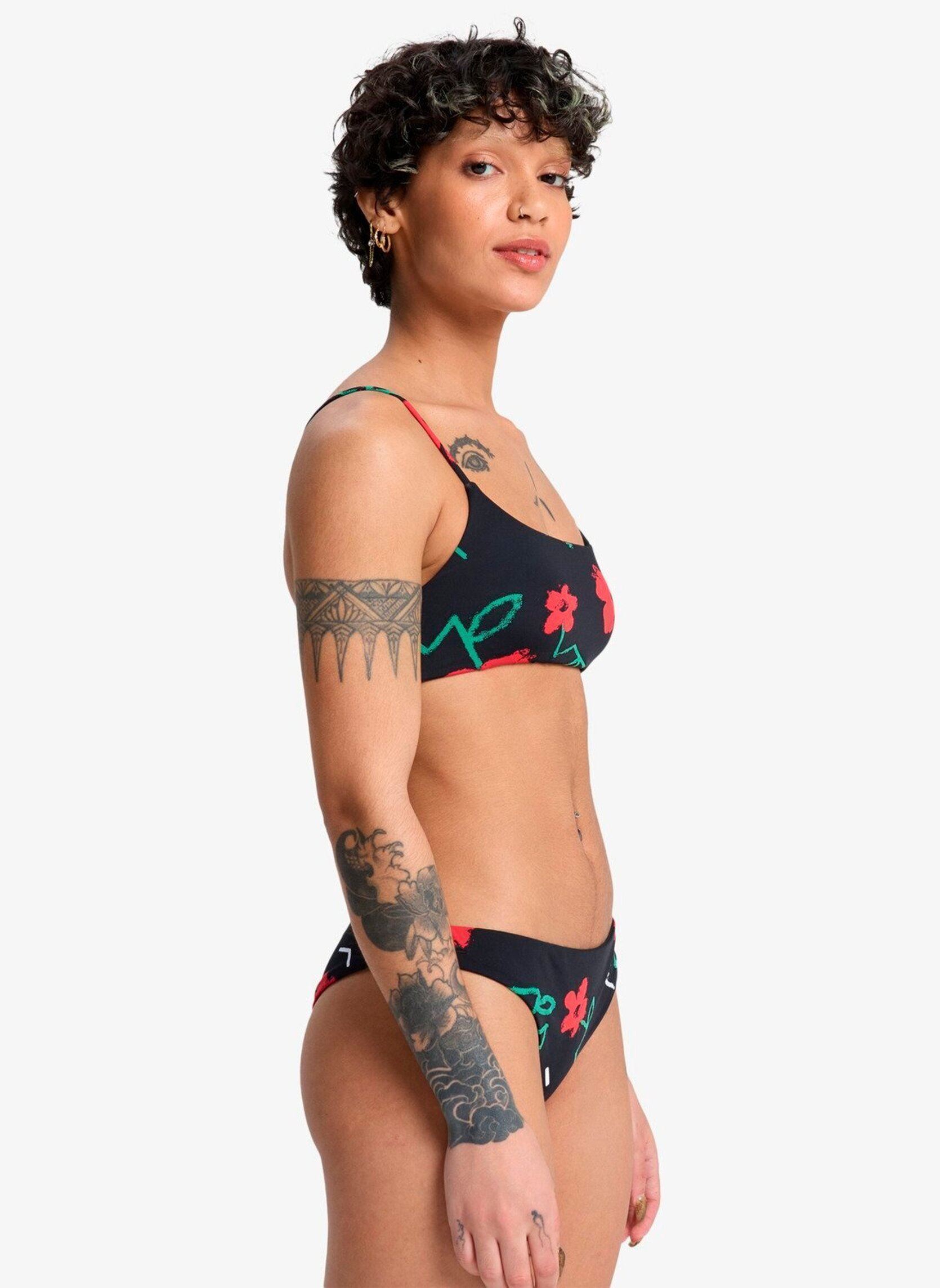 Tanga-Bikinihosen Viacha Bottom damen schwarz Quiksilver Tanga-Bikinihosen Viacha Bottom damen schwarz Black Street Floral 32