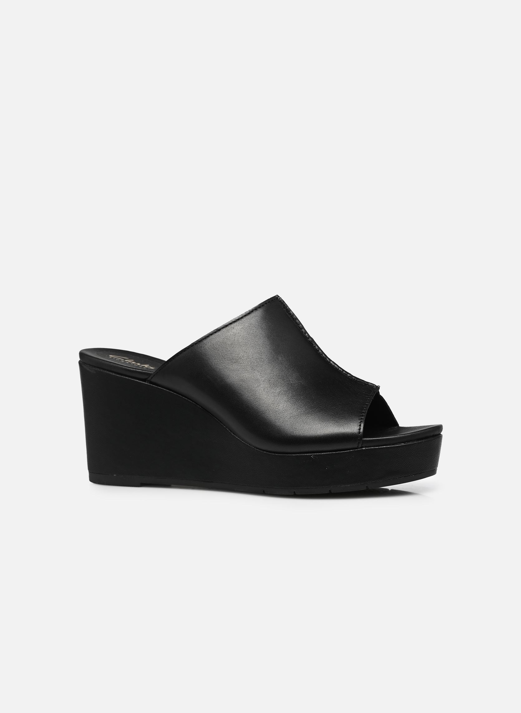 Sandalen met sleehak en plateau Sabina Mule dames zwart Clarks Sandalen met sleehak en plateau Sabina Mule dames zwart BLACK LEATHER