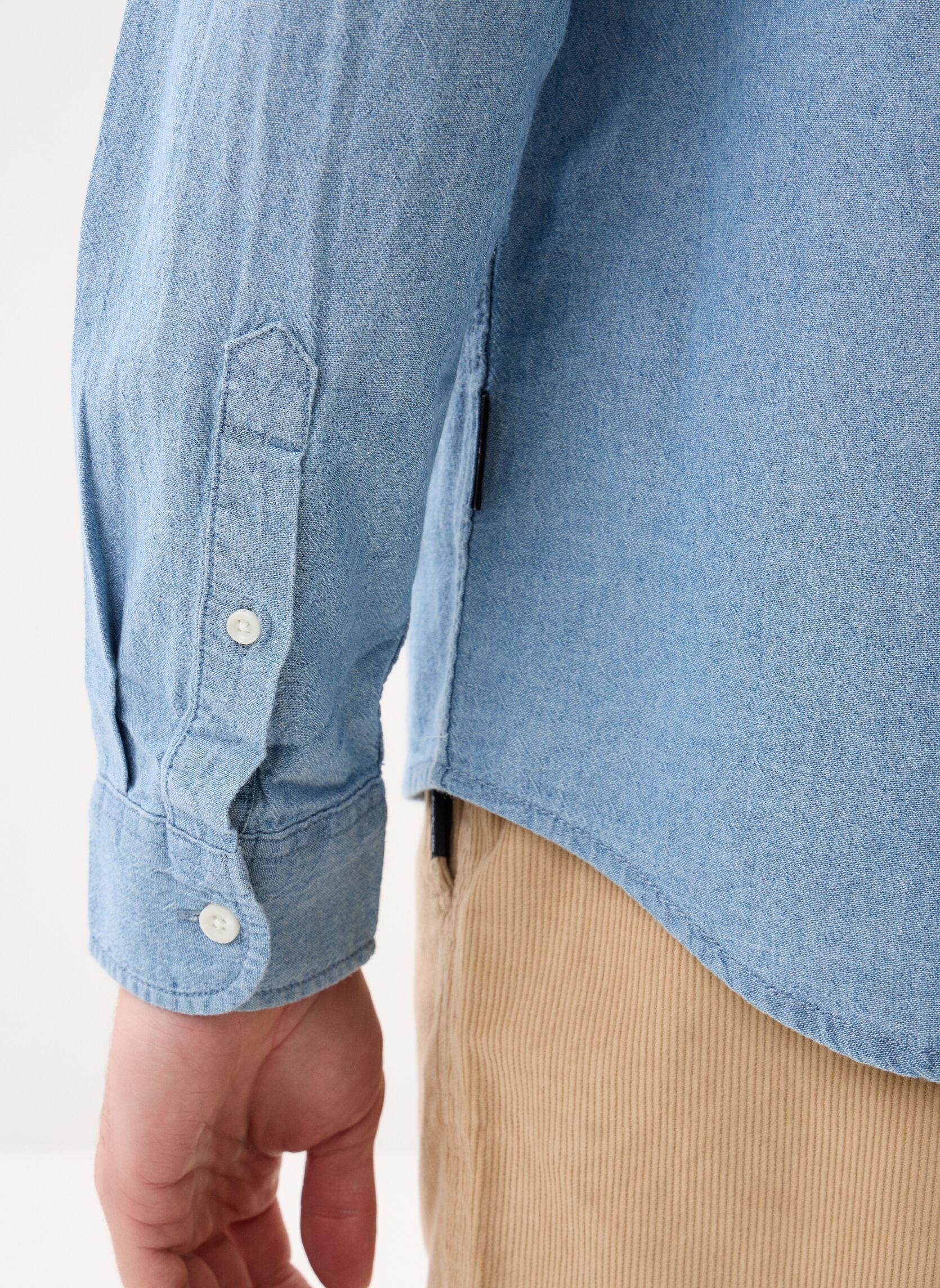 Hemden Smoke Trail Chambray Ls heren blauw Quiksilver Hemden Smoke Trail Chambray Ls heren blauw Flintstone