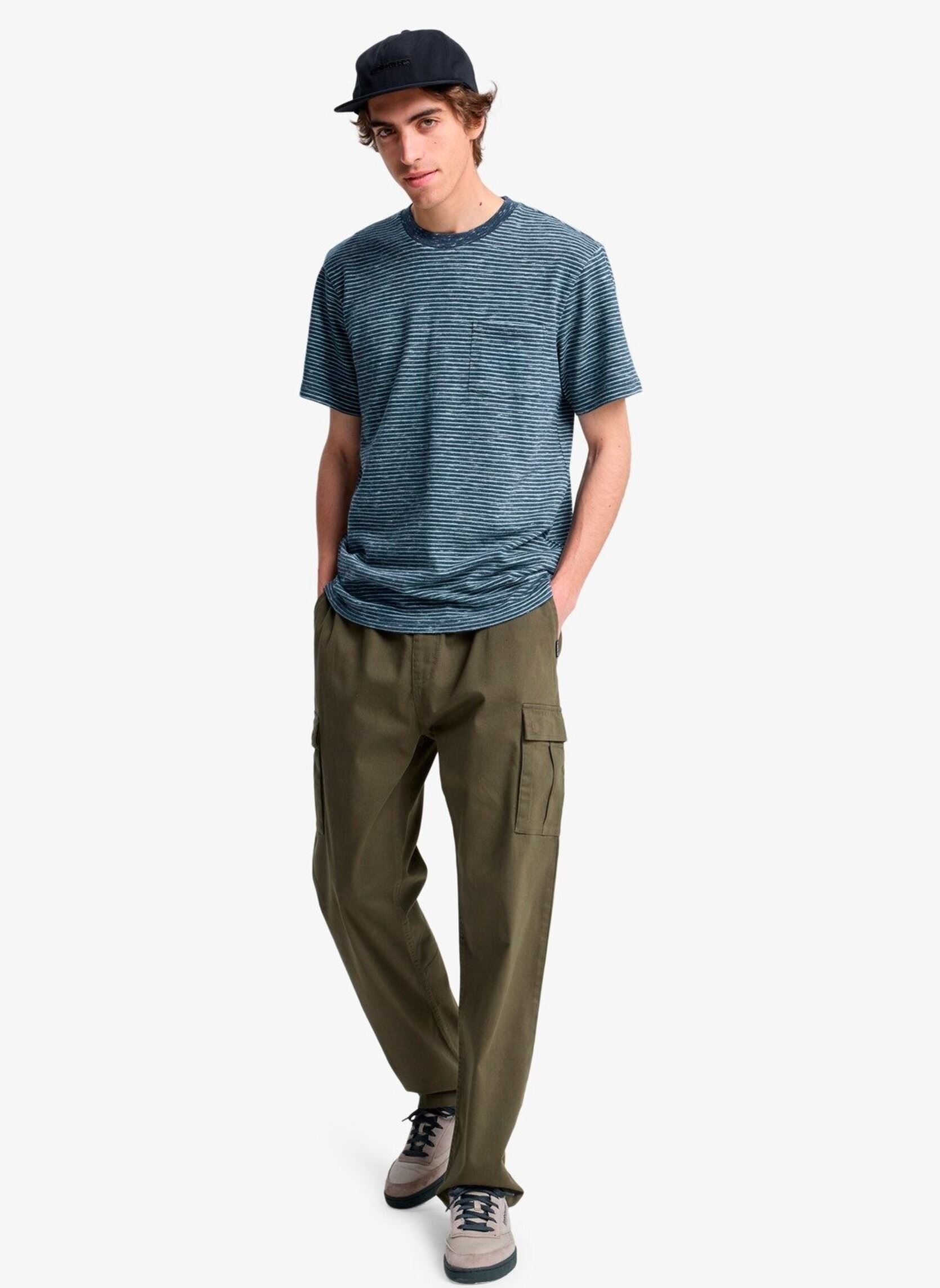 Tee-shirts manches courtes Lopaz Striped Ss Pocket homme bleu Quiksilver Tee-shirts manches courtes Lopaz Striped Ss Pocket homme bleu Dark Navy Lopaz Stripes