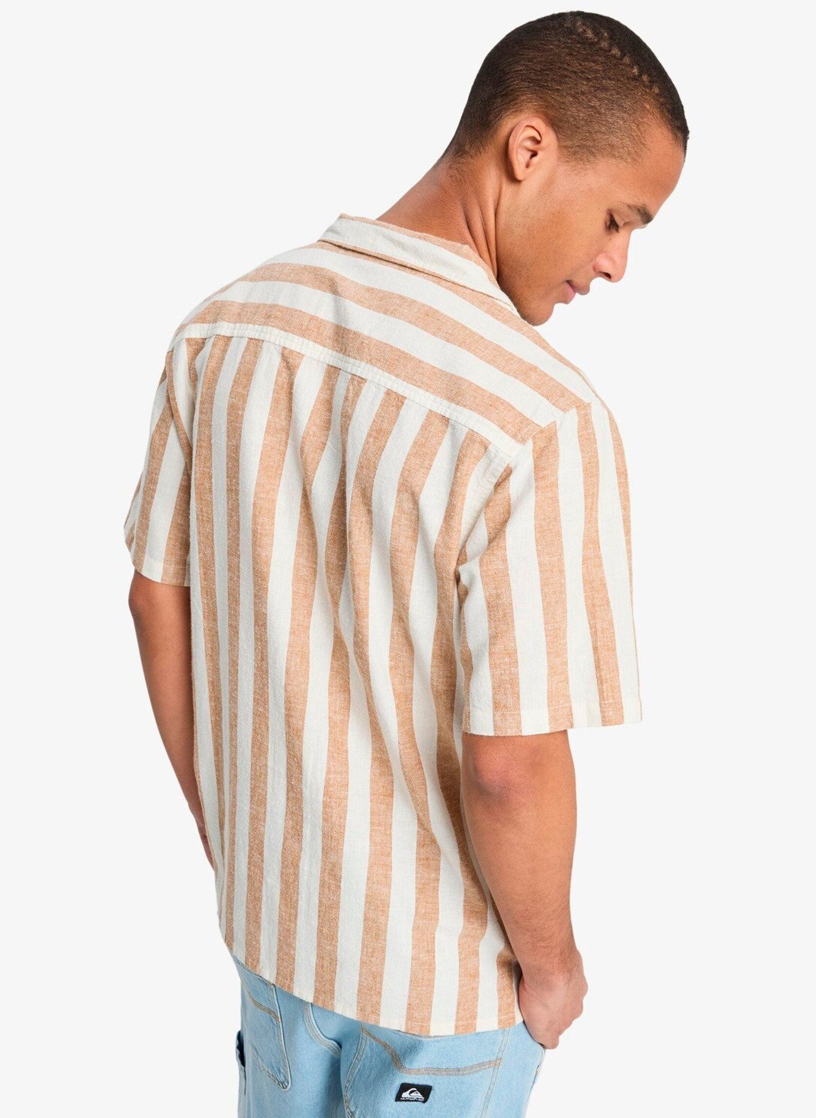 Hemden Sunset Song Ss heren beige Quiksilver Hemden Sunset Song Ss heren beige BONE WHITE STRIPES SUNSET
