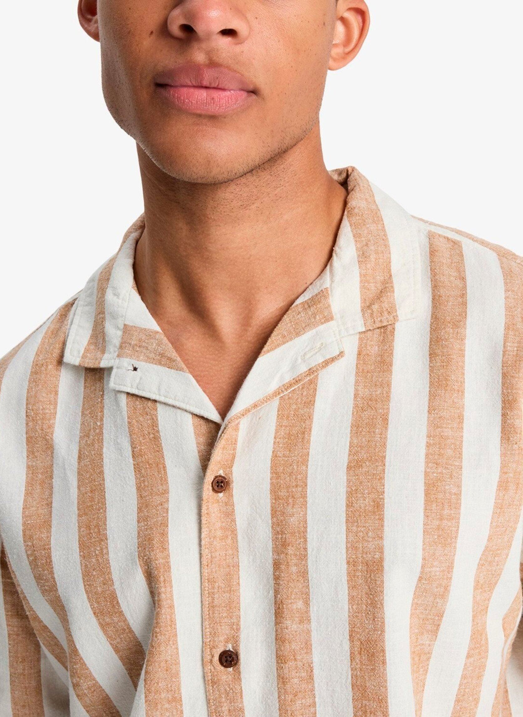 Hemden Sunset Song Ss heren beige Quiksilver Hemden Sunset Song Ss heren beige BONE WHITE STRIPES SUNSET