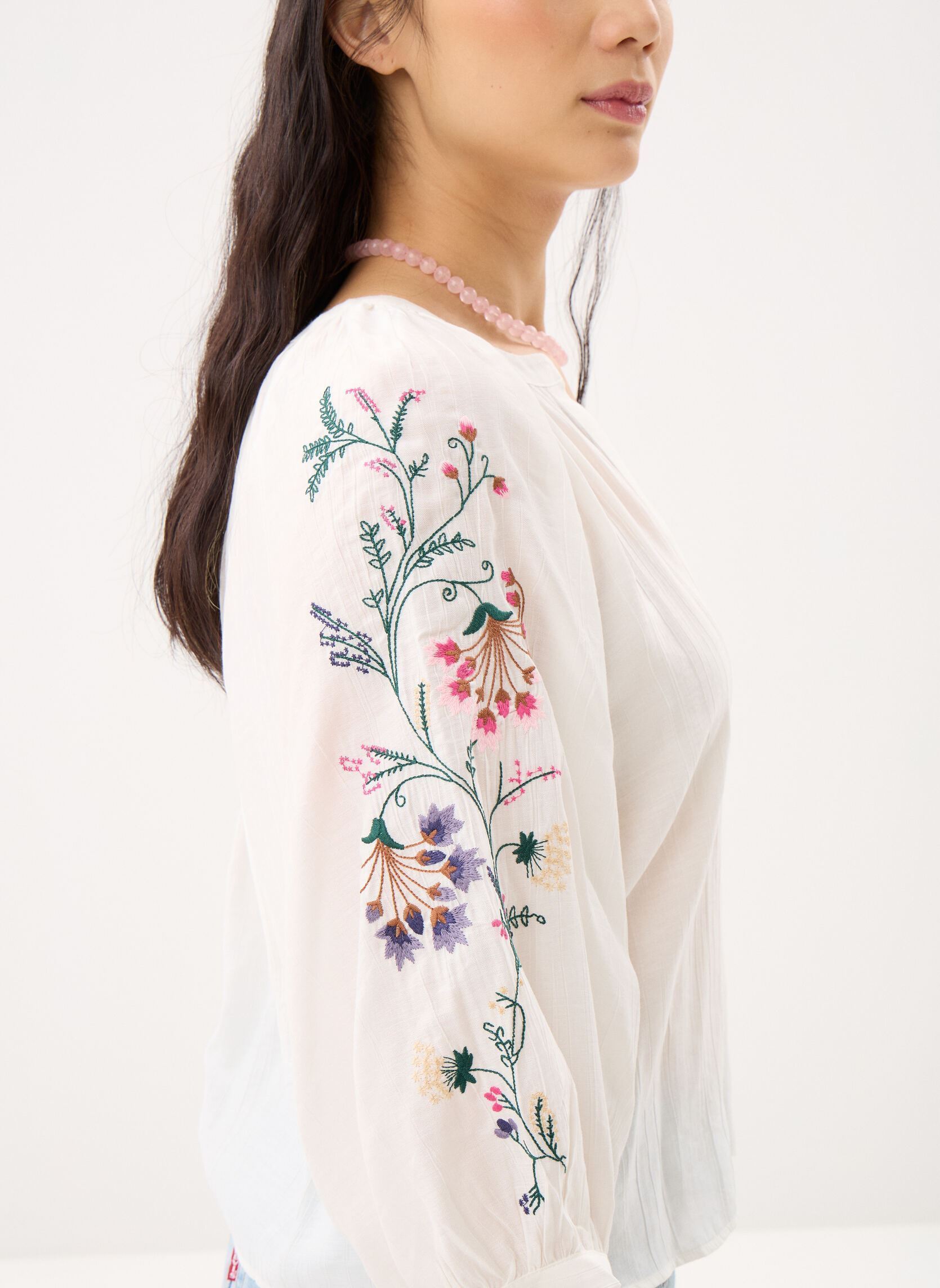 Langarm-Blusen Blus Roman damen weiß Desigual Langarm-Blusen Blus Roman damen weiß Blanc